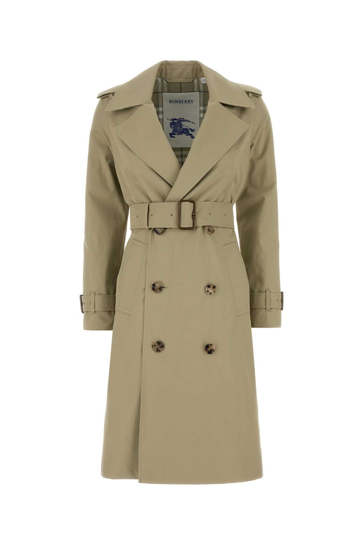 Burberry Women Sage Green Gabardine Trench Coat BURBERRY