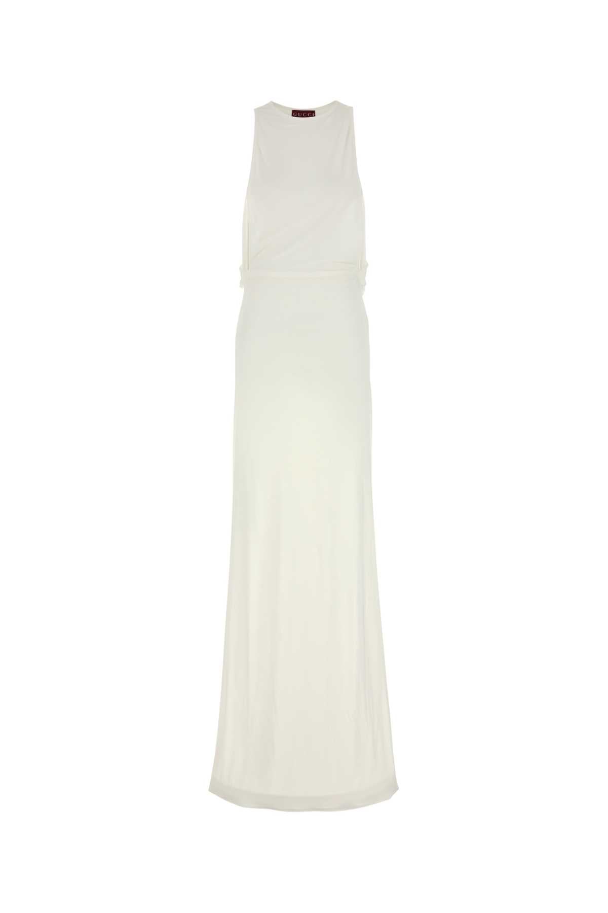 Gucci Women White Crepe Long Dress GUCCI