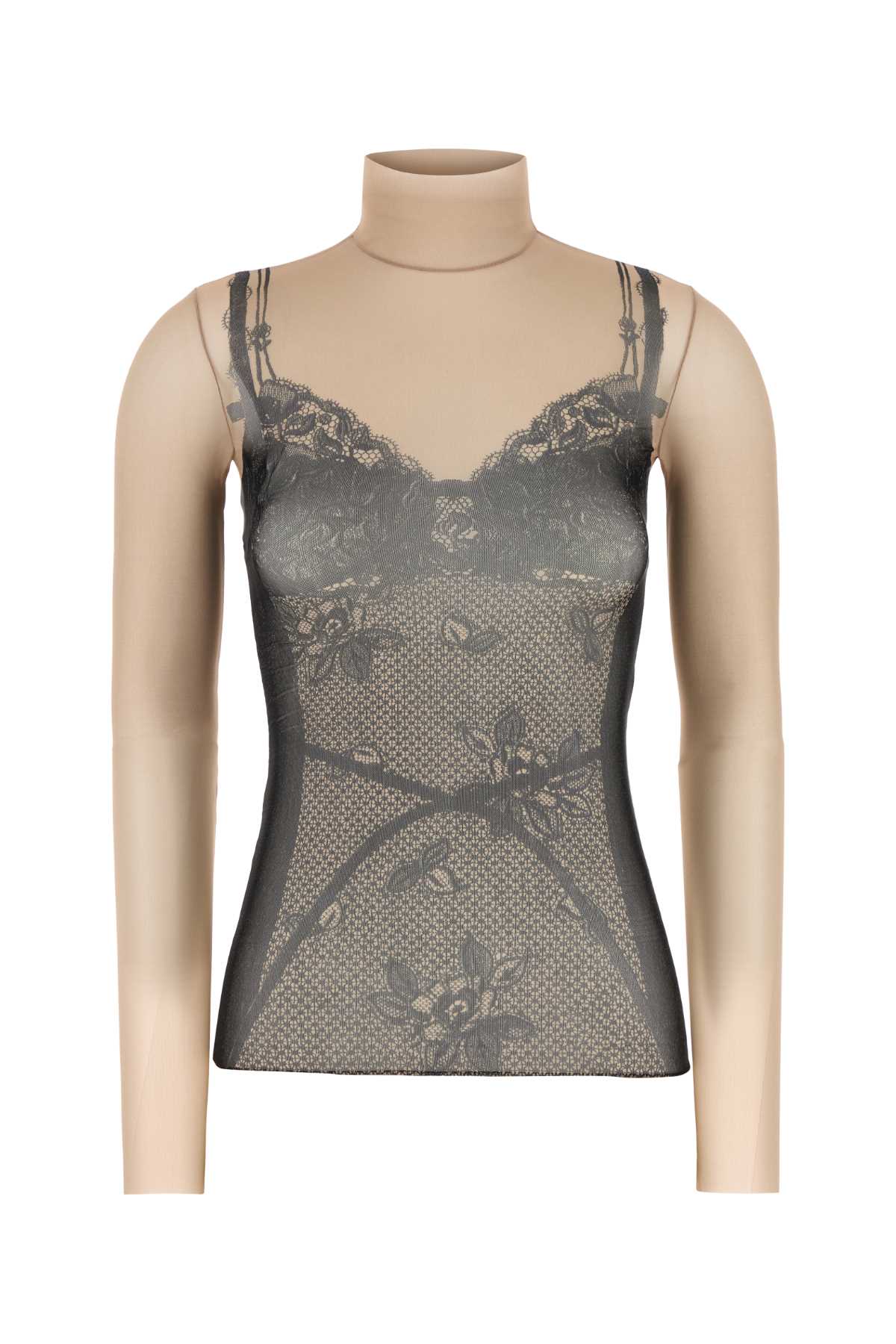Balenciaga Women Printed Stretch Tulle Top BALENCIAGA