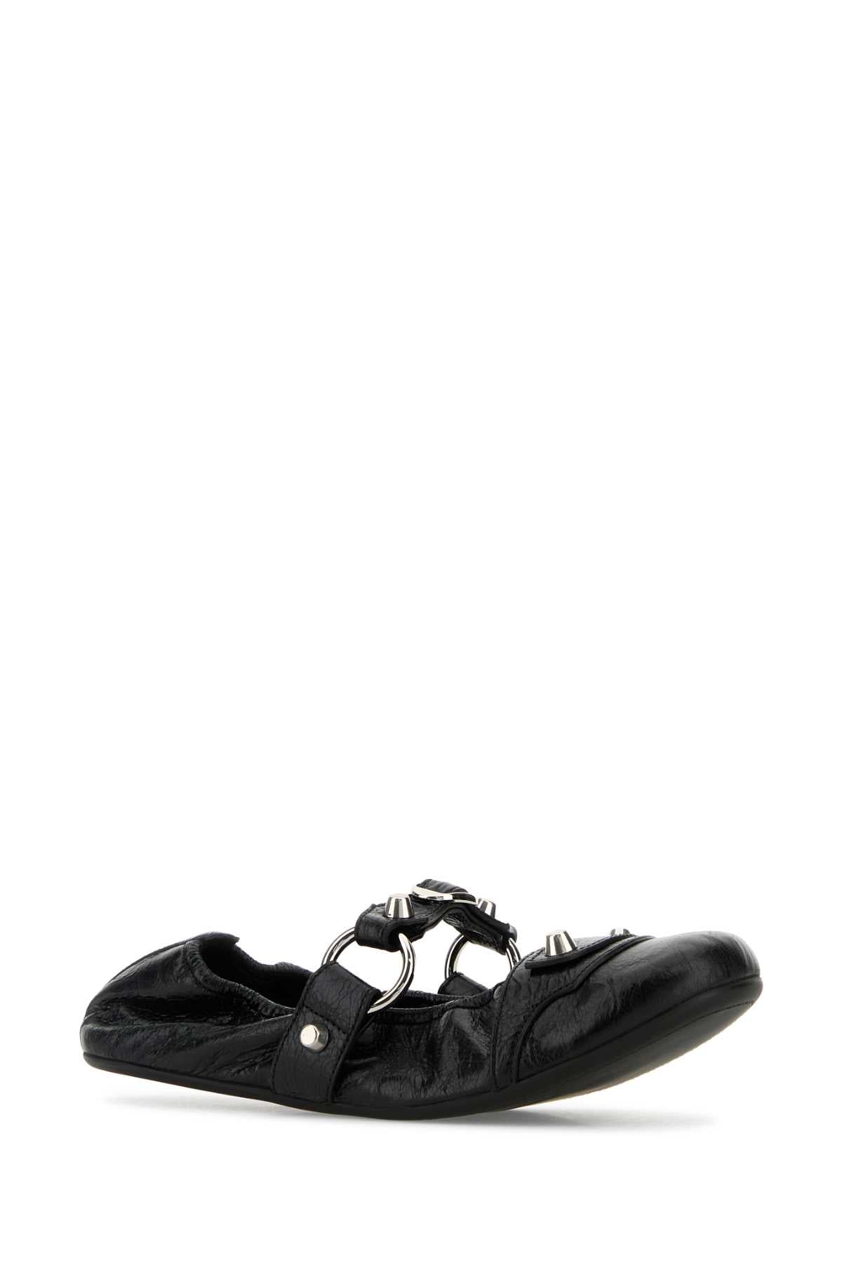 Balenciaga Women Black Leather City Ballerinas BALENCIAGA