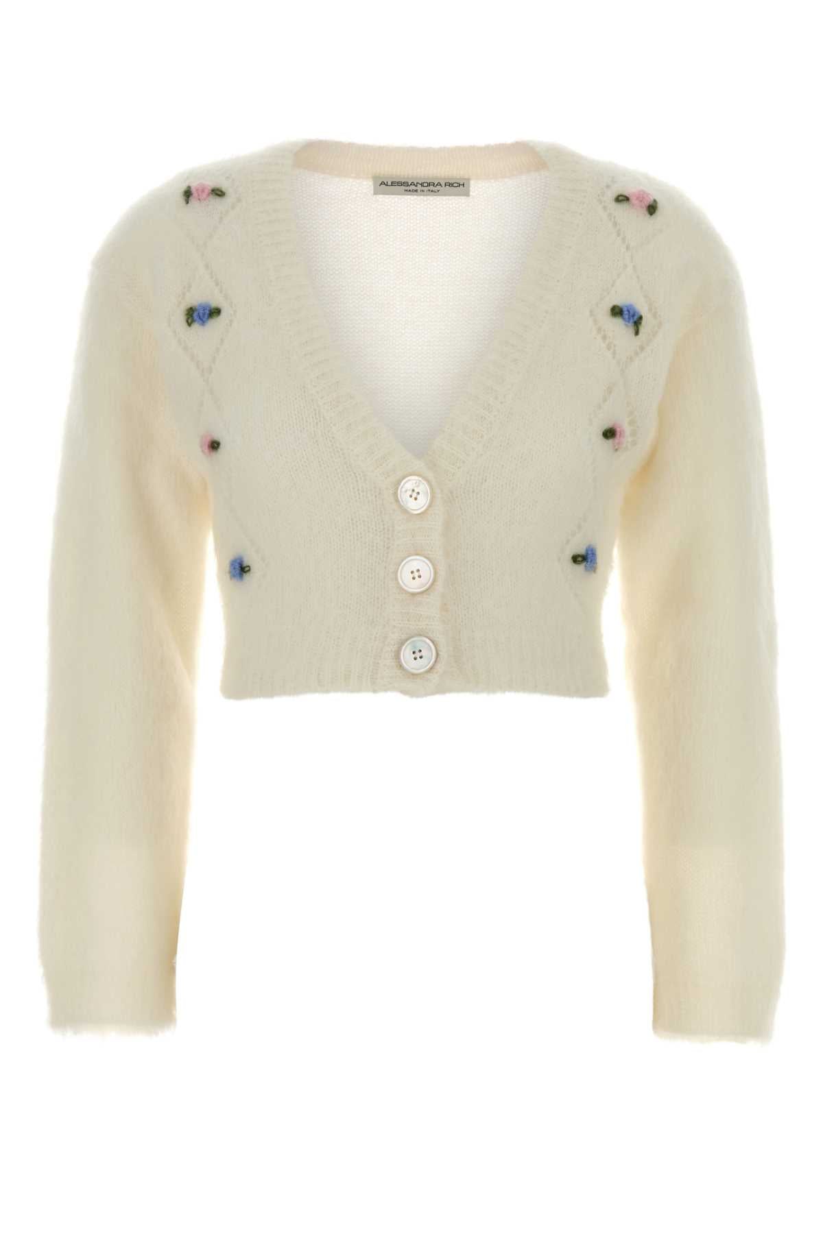 Alessandra Rich Women Ivory Mohair Blend Cardigan ALESSANDRA RICH