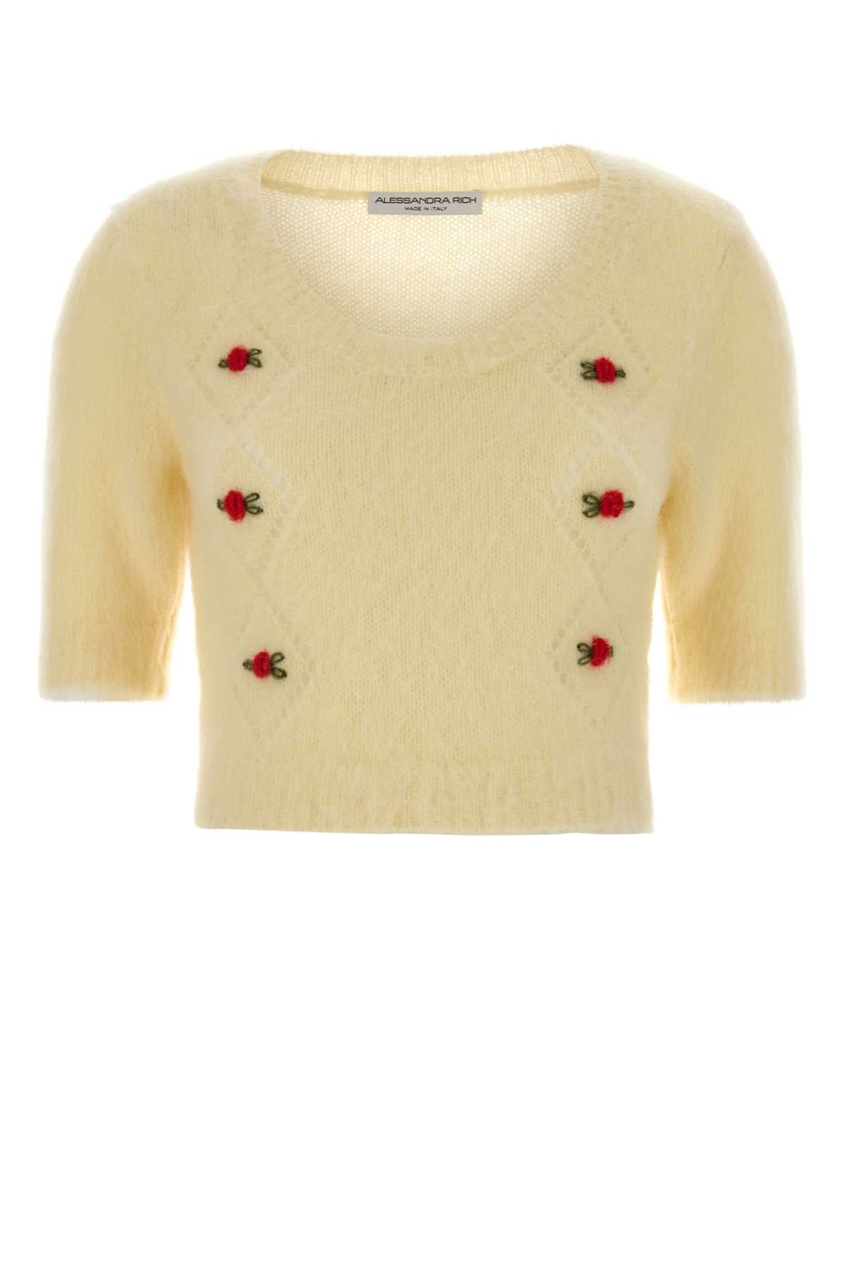 Alessandra Rich Women Pastel Yellow Mohair Blend Sweater ALESSANDRA RICH