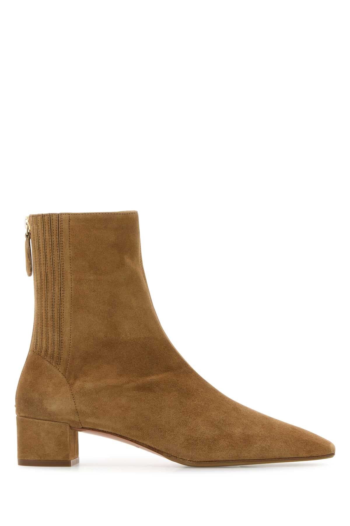 Aquazzura Women Camel Suede Saint Honorã¨ Ankle Boots AQUAZZURA