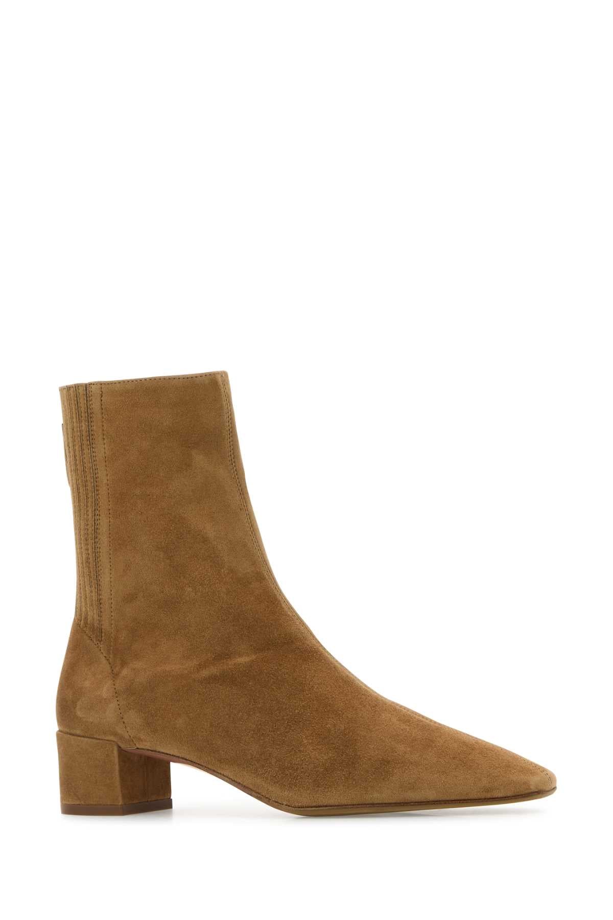 Aquazzura Women Camel Suede Saint Honorã¨ Ankle Boots AQUAZZURA