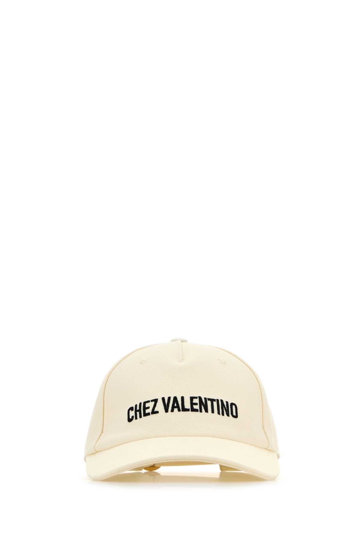 Valentino Garavani Men Ivory Cotton Baseball Cap VALENTINO GARAVANI