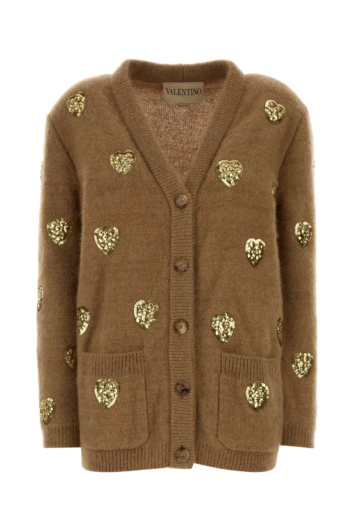 Valentino Garavani Women Camel Mohair Blend Oversize Cardigan VALENTINO GARAVANI