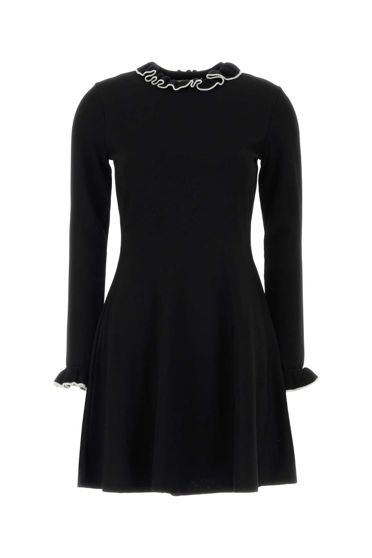 Valentino Garavani Women Black Viscose Blend Mini Dress VALENTINO GARAVANI
