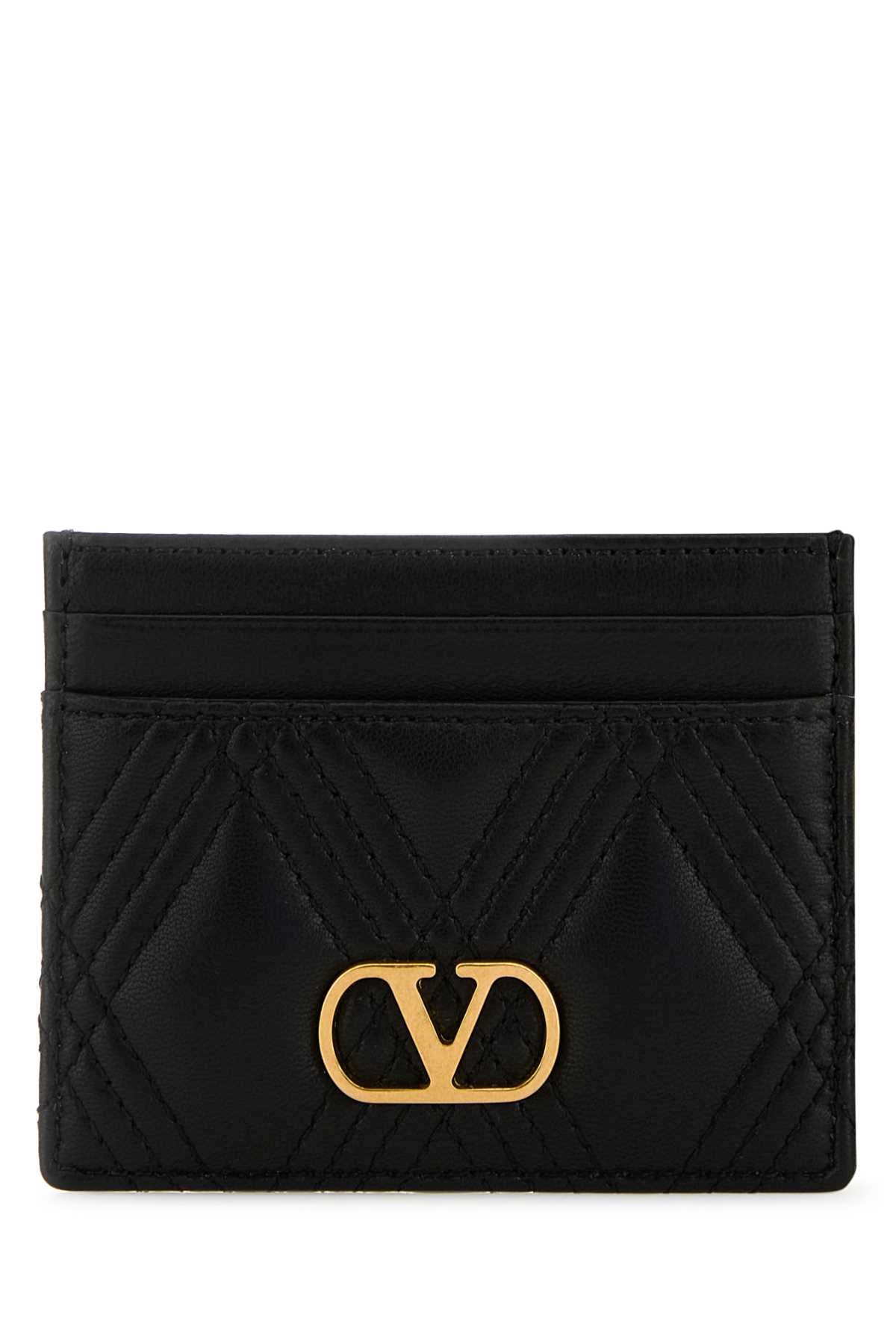 Valentino Garavani Women Black Nappa Leather Quiltie 67 Card Holder VALENTINO GARAVANI