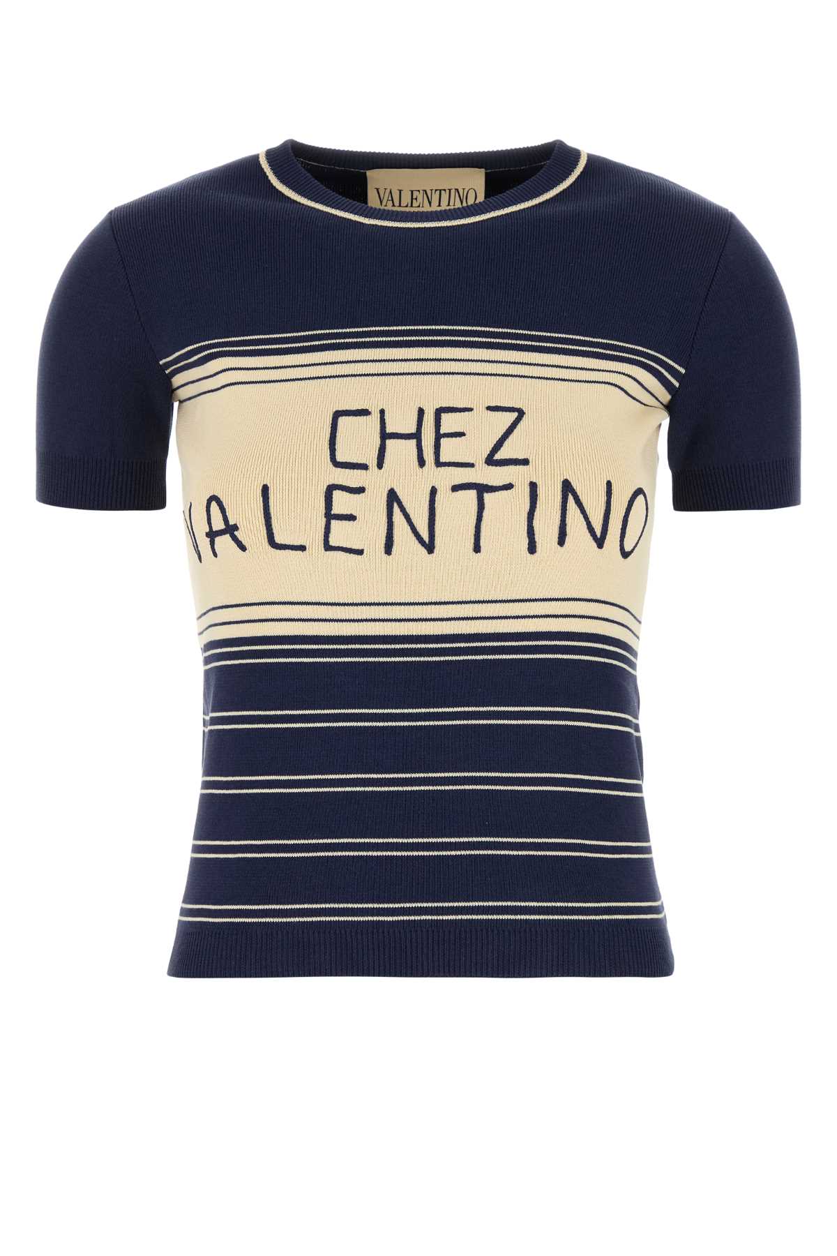 Valentino Garavani Women Navy Blue Cotton Sweater VALENTINO GARAVANI