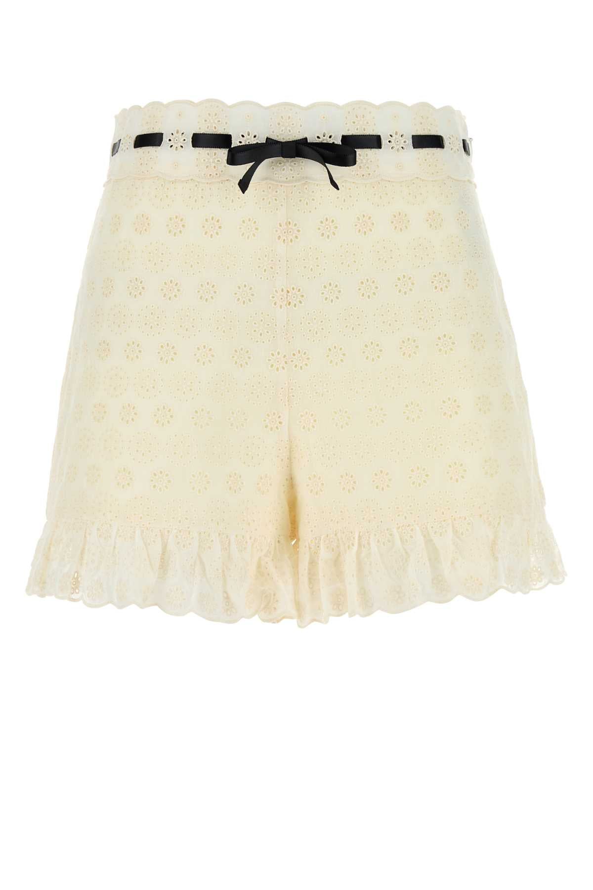 Valentino Garavani Women Ivory Lace Shorts VALENTINO GARAVANI