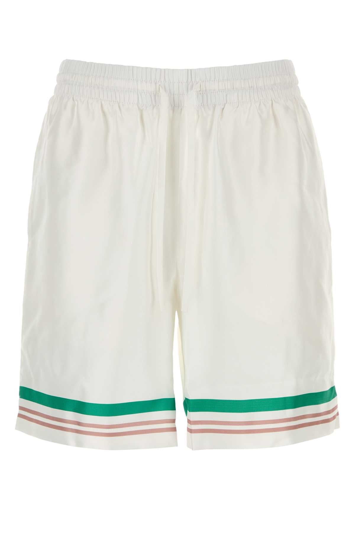 Casablanca Men White Satin Bermuda Shorts CASABLANCA