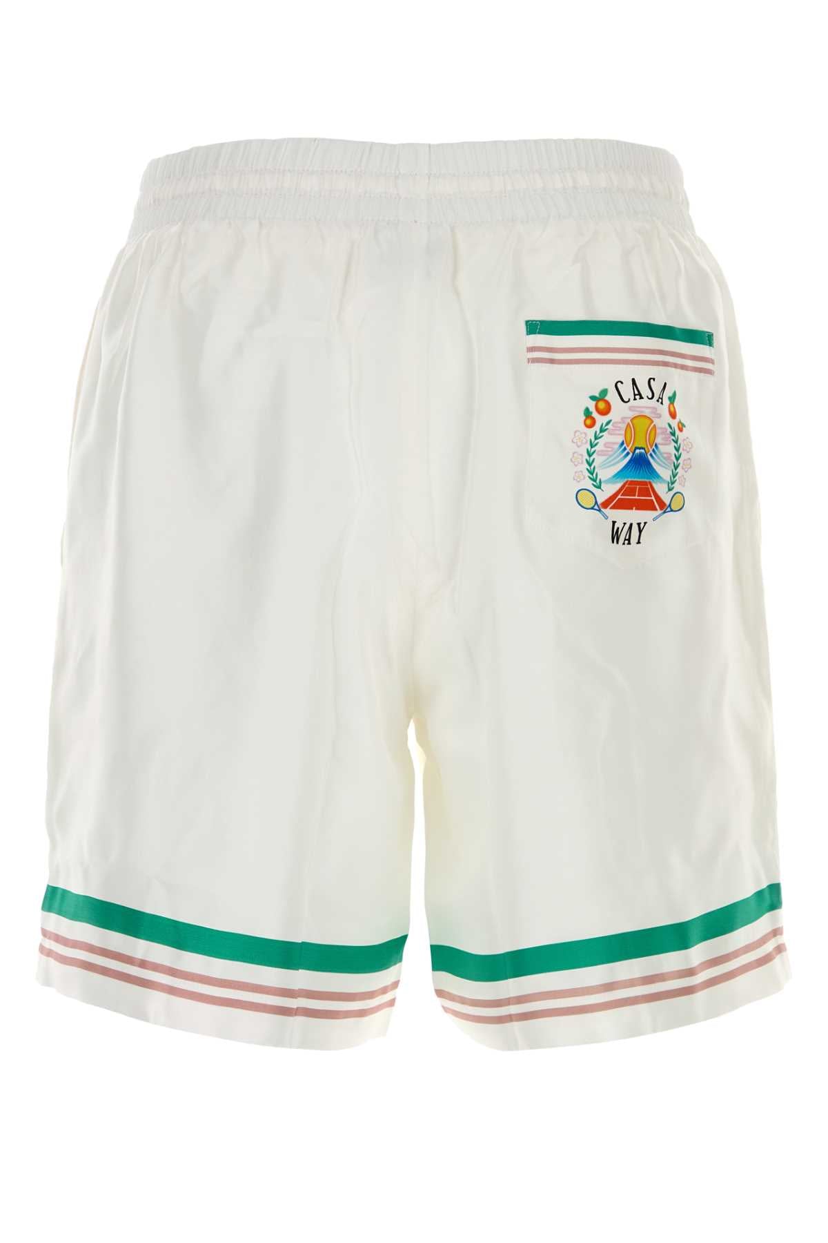 Casablanca Men White Satin Bermuda Shorts CASABLANCA