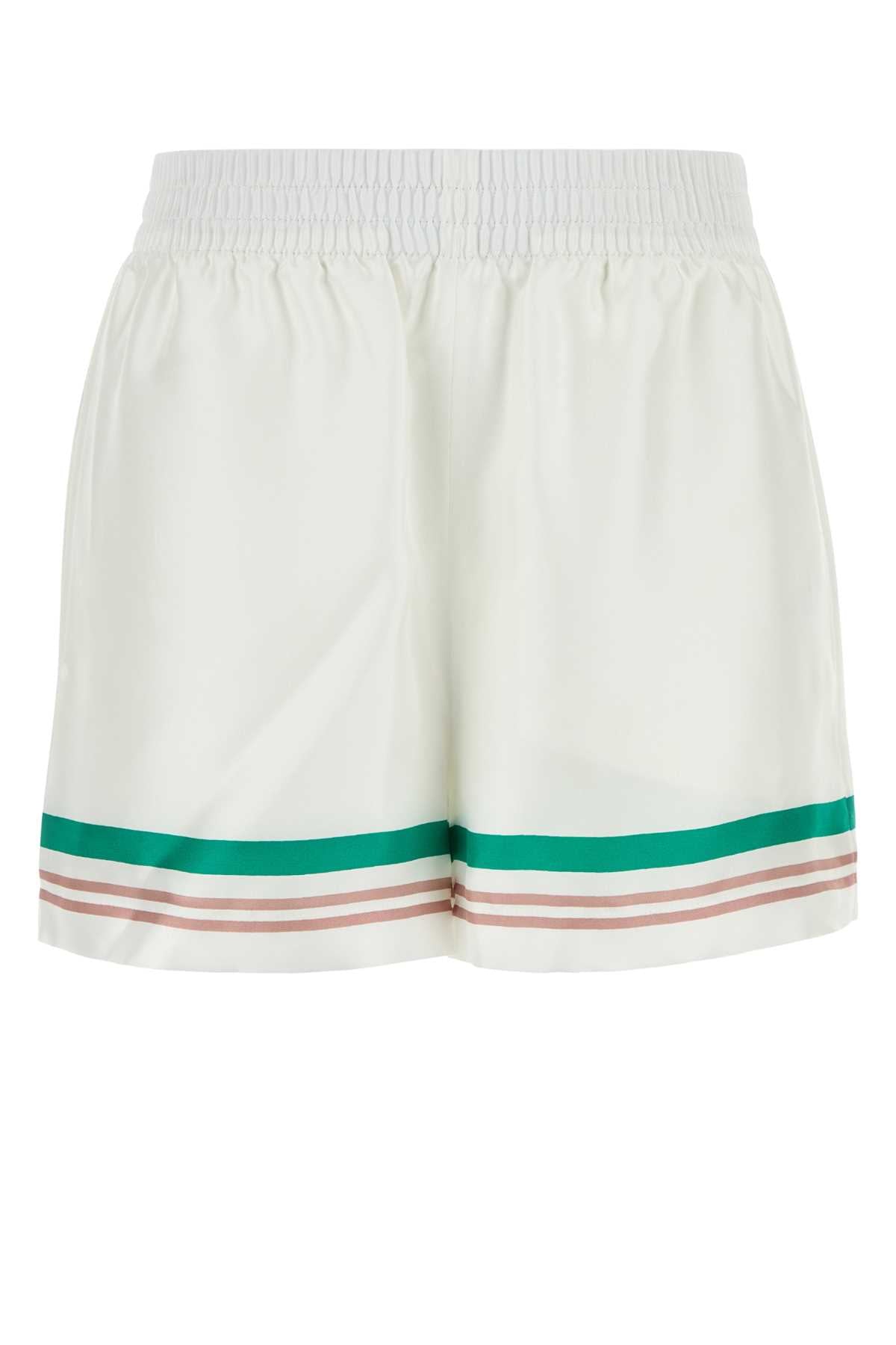 Casablanca Women White Satin Shorts CASABLANCA
