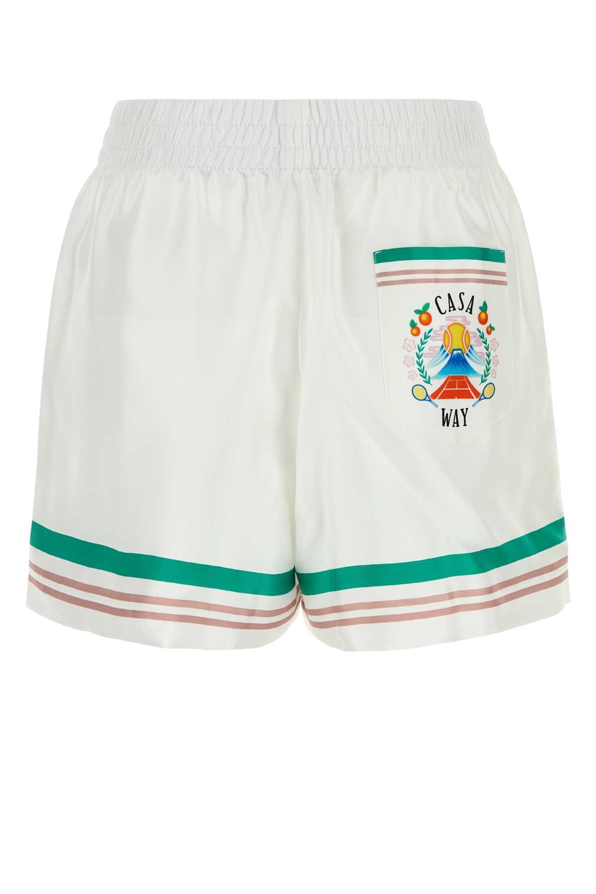 Casablanca Women White Satin Shorts CASABLANCA