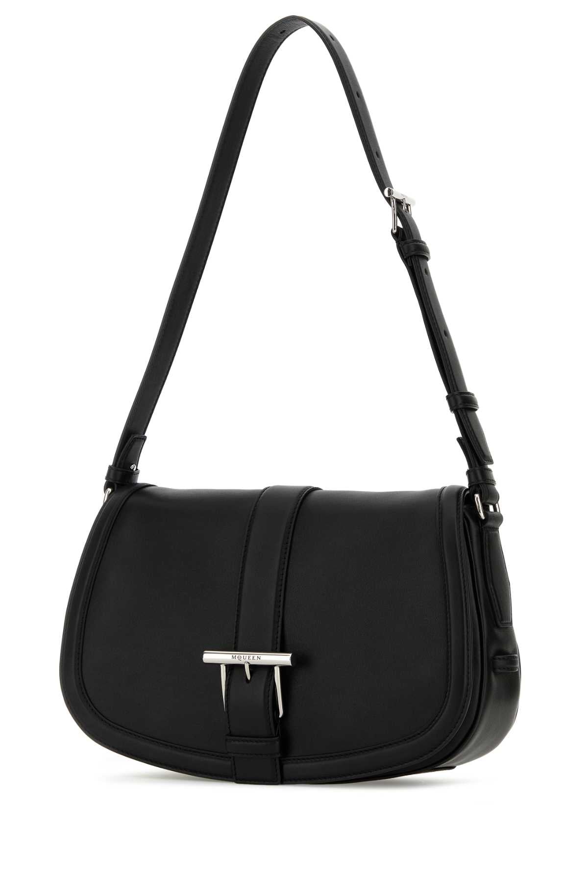 Alexander Mcqueen Women Black Leather Large Satchel Crossbody Bag ALEXANDER MCQUEEN