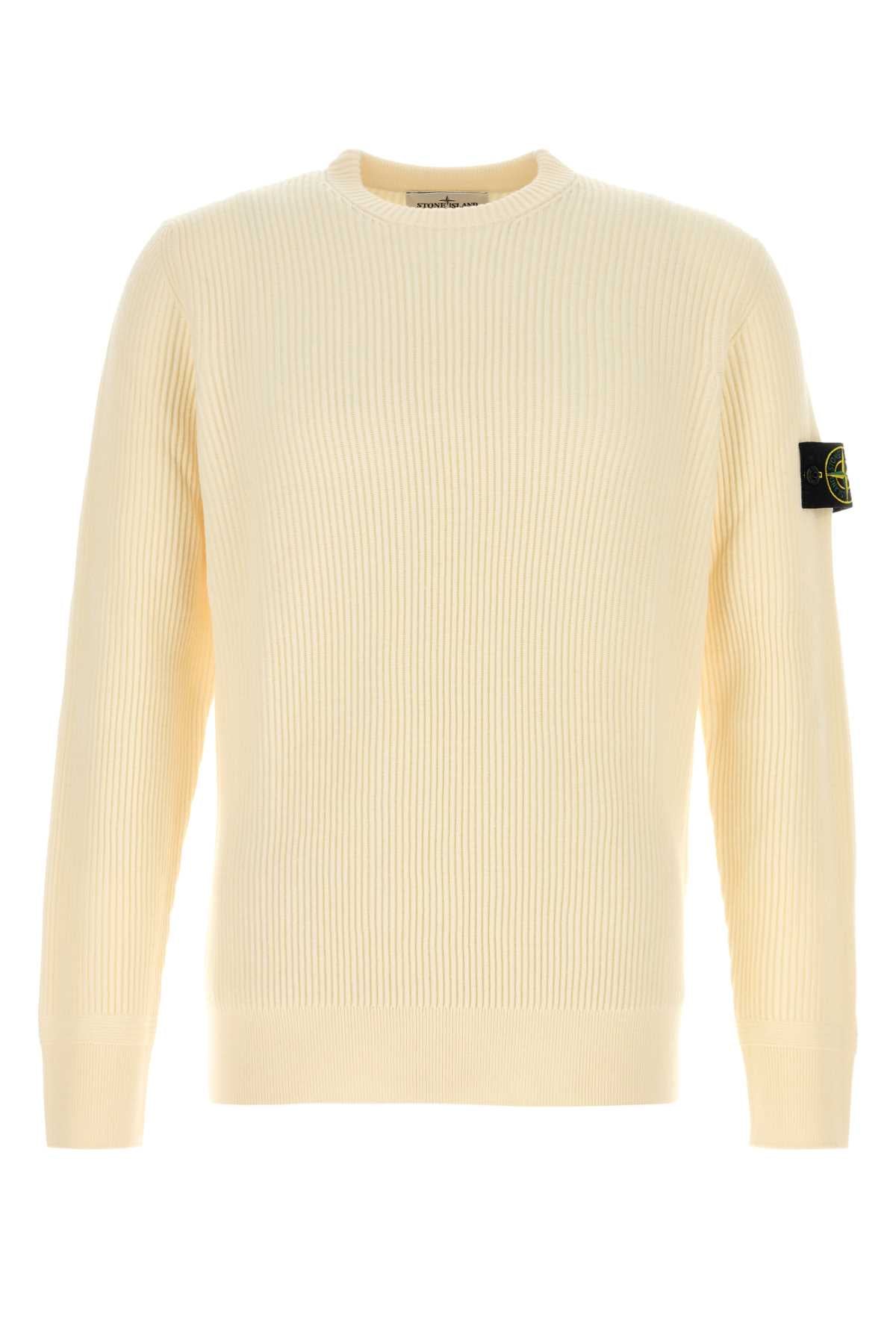 Stone Island Men Cream Wool Sweater STONE ISLAND
