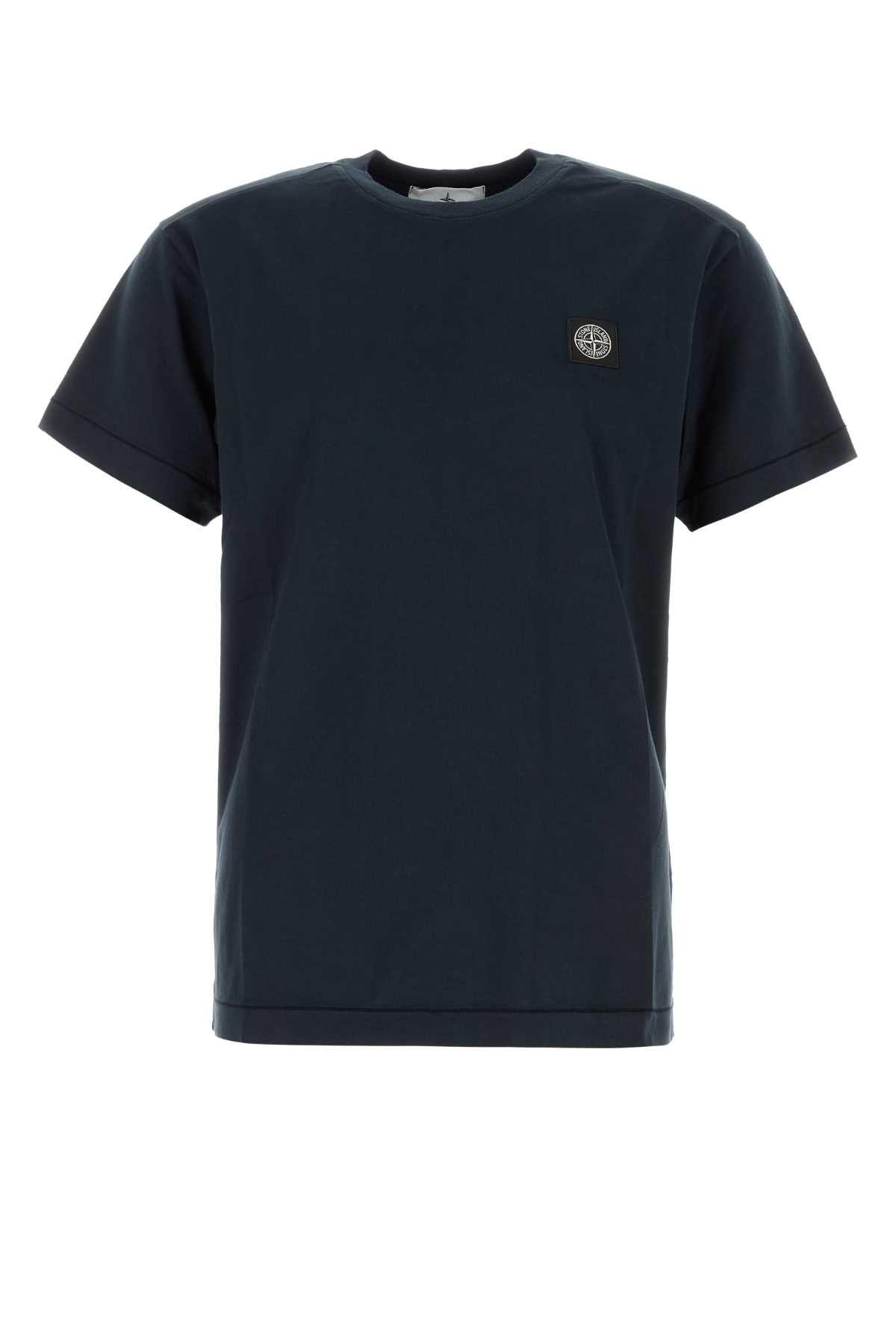 Stone Island Men Dark Blue Cotton T-Shirt STONE ISLAND