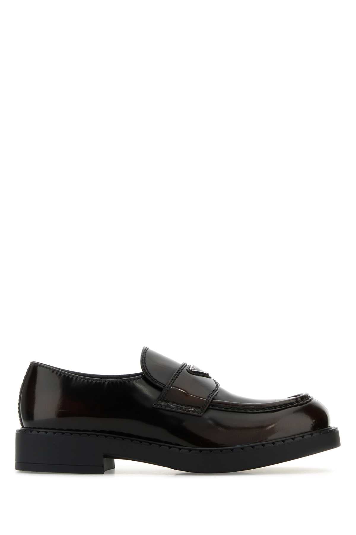 Prada Men Dark Brown Leather Chocolate Loafers PRADA
