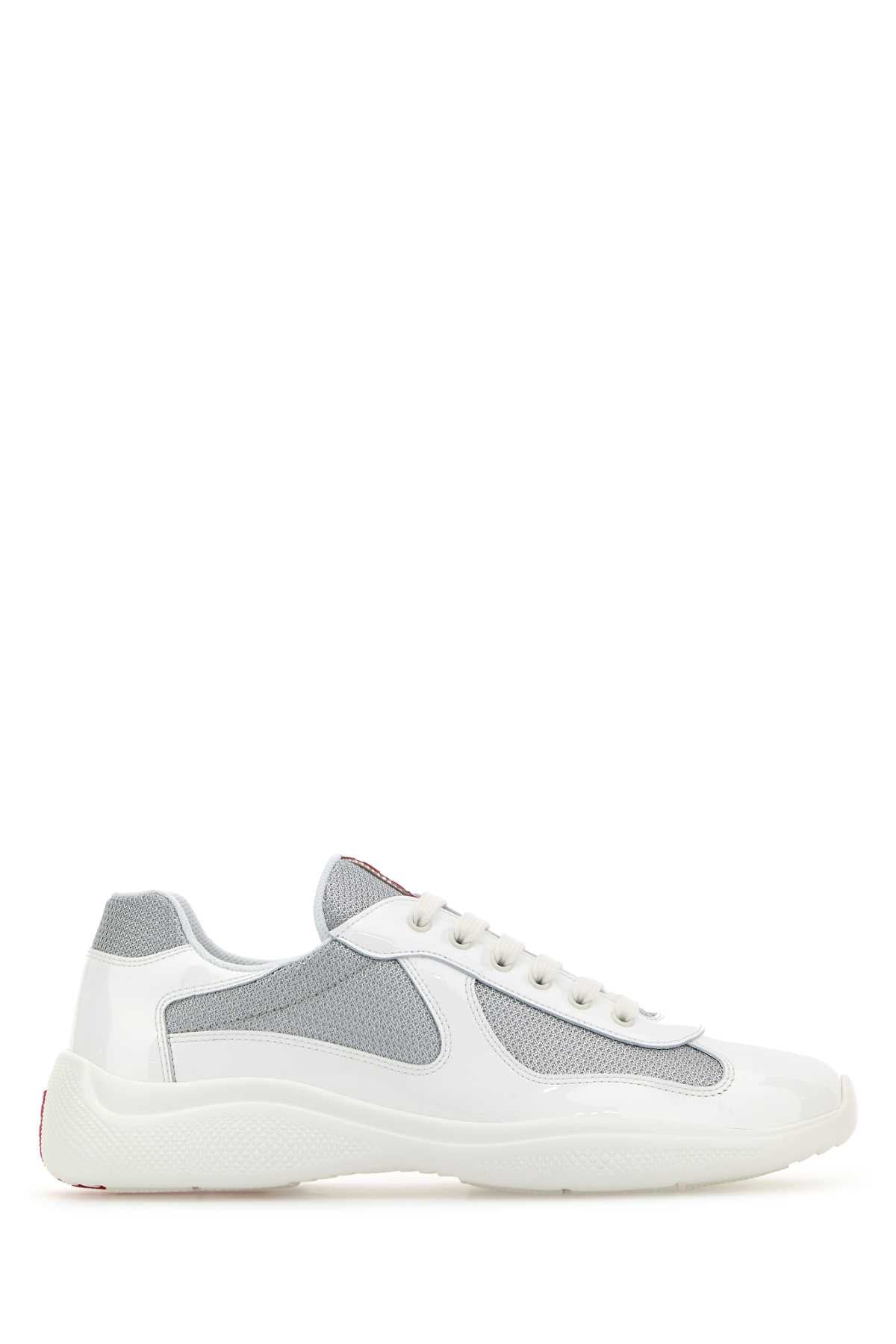 Prada Men Two-Tone Leather And Fabric Prada America S Cup Sneakers PRADA