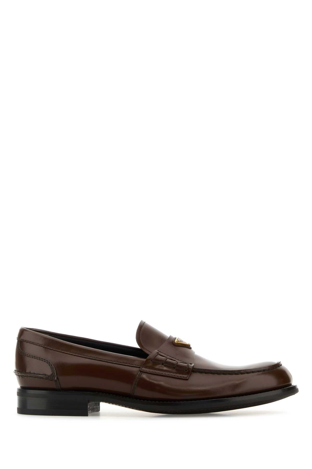 Prada Men Chocolate Leather Loafers PRADA