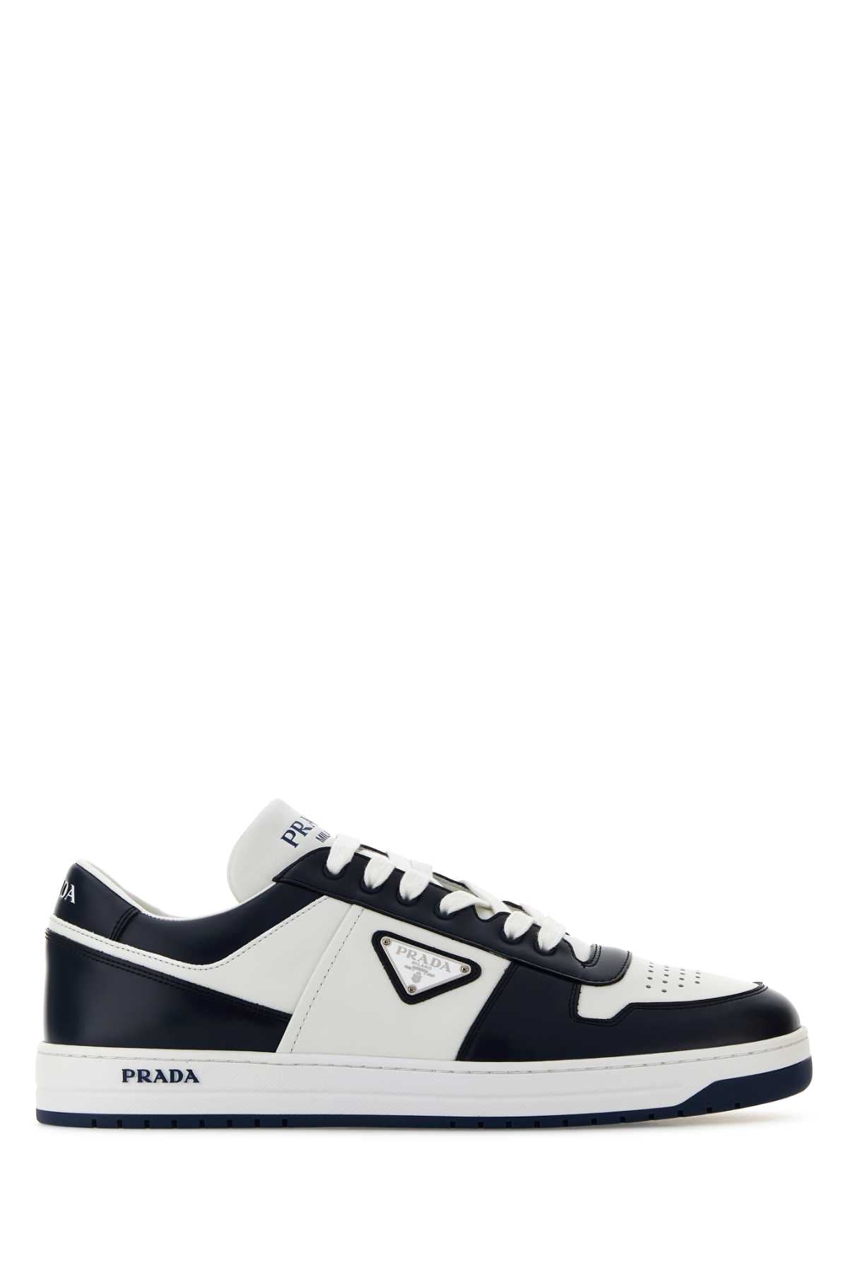 Prada Men Two-Tone Leather Downtown Sneakers PRADA