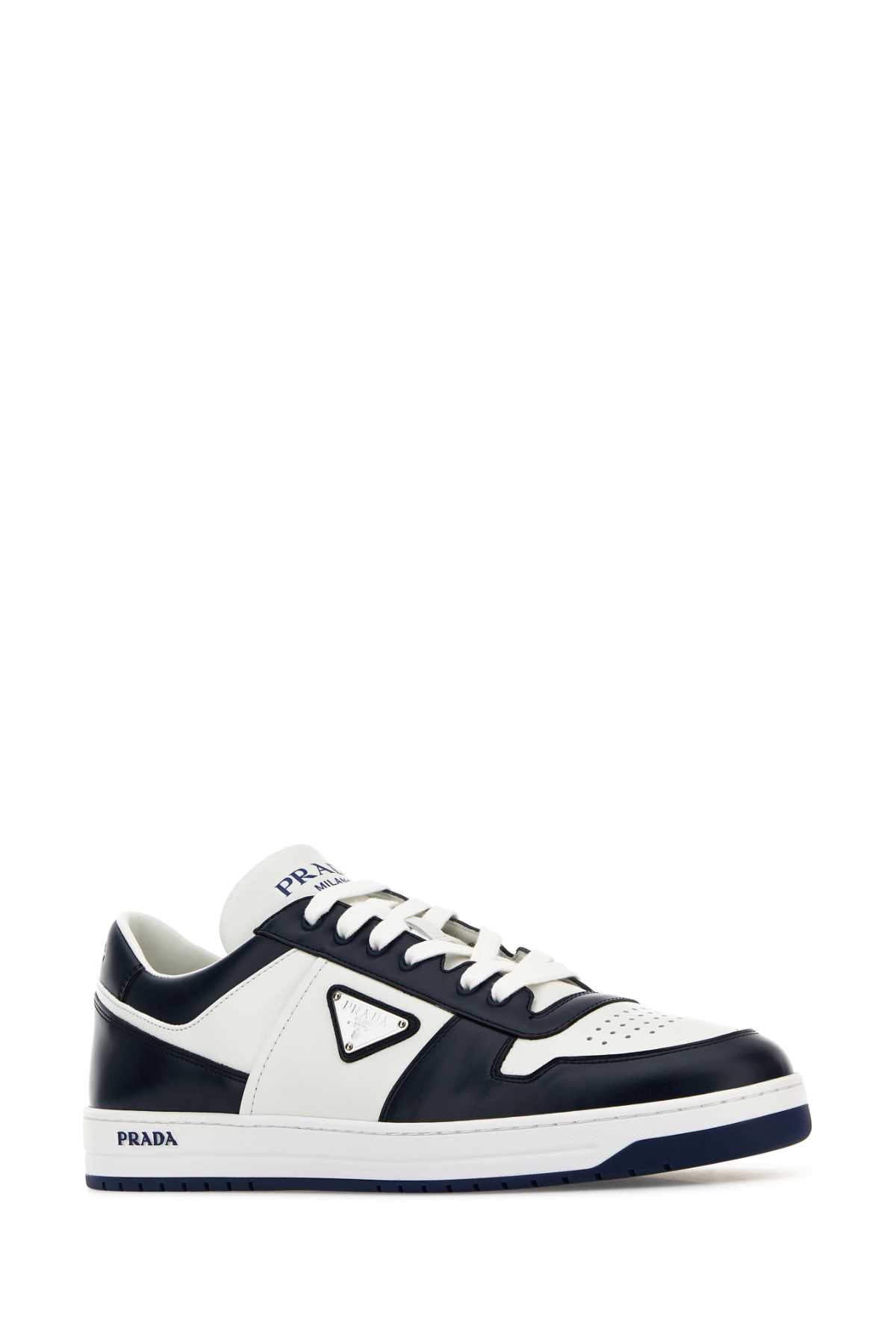 Prada Men Two-Tone Leather Downtown Sneakers PRADA