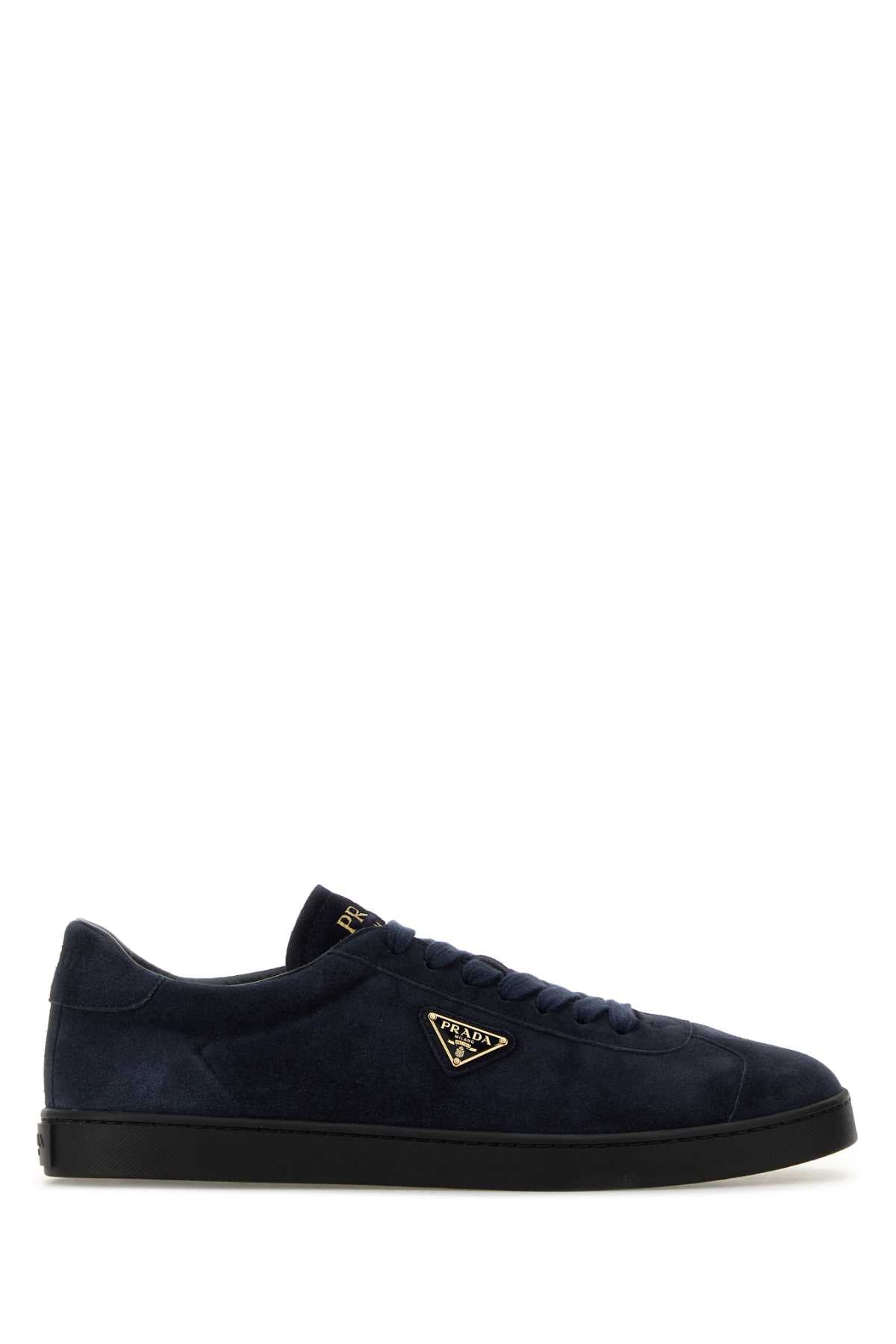 Prada Men Dark Blue Suede Sneakers PRADA