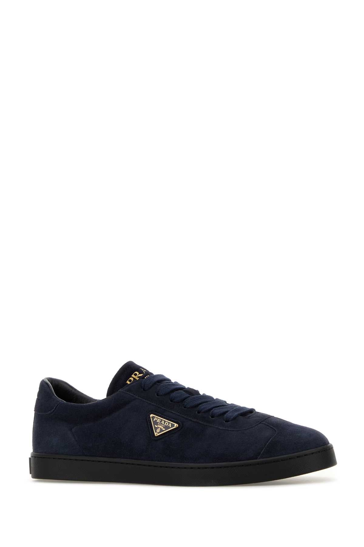 Prada Men Dark Blue Suede Sneakers PRADA