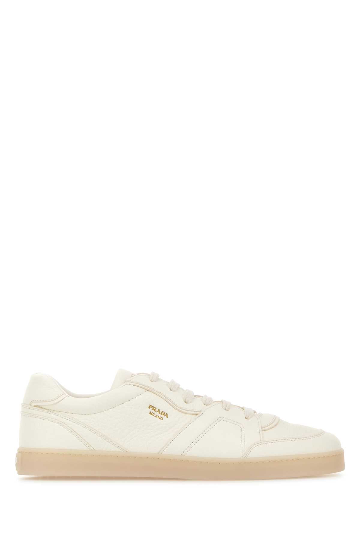 Prada Men White Leather Sneakers PRADA