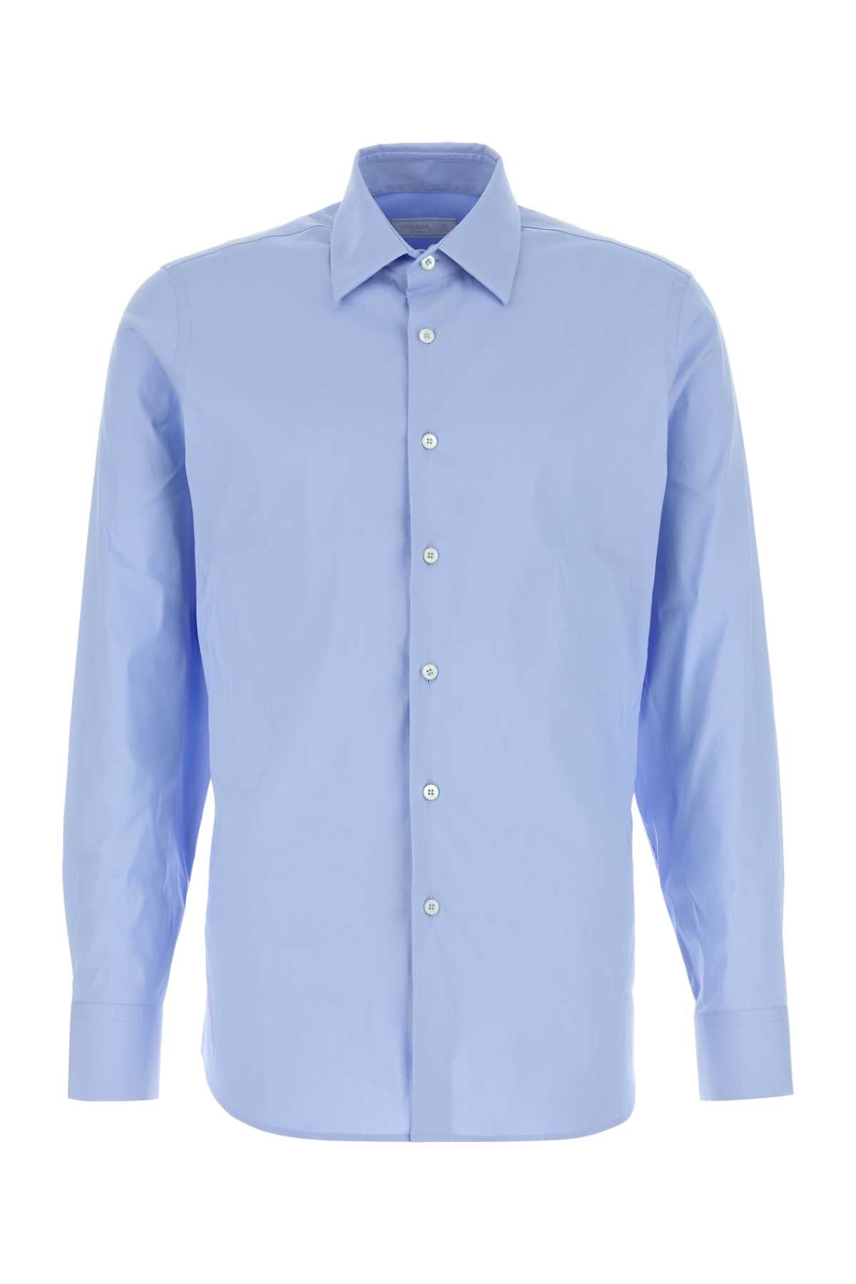 Prada Men Light Blue Stretch Poplin Shirt PRADA