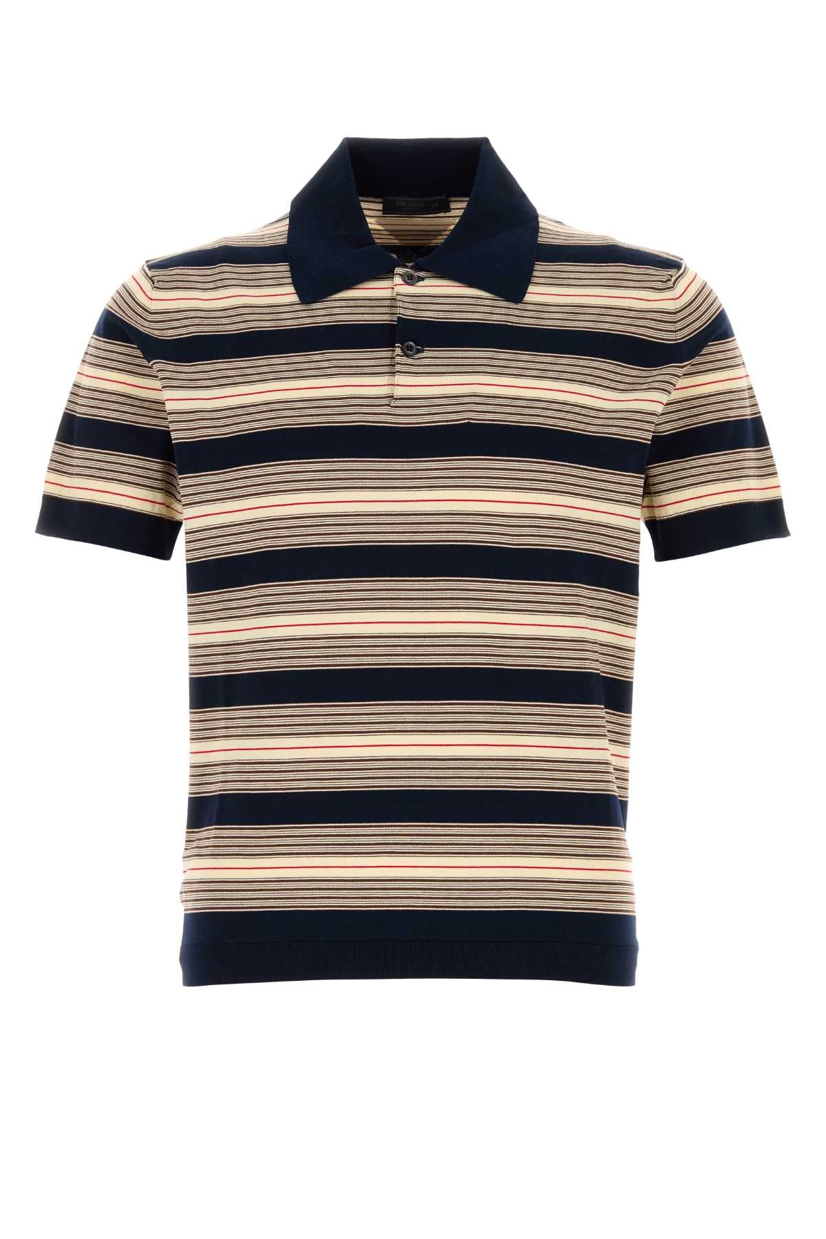 Prada Men Embroidered Stretch Cotton Blend Polo Shirt PRADA