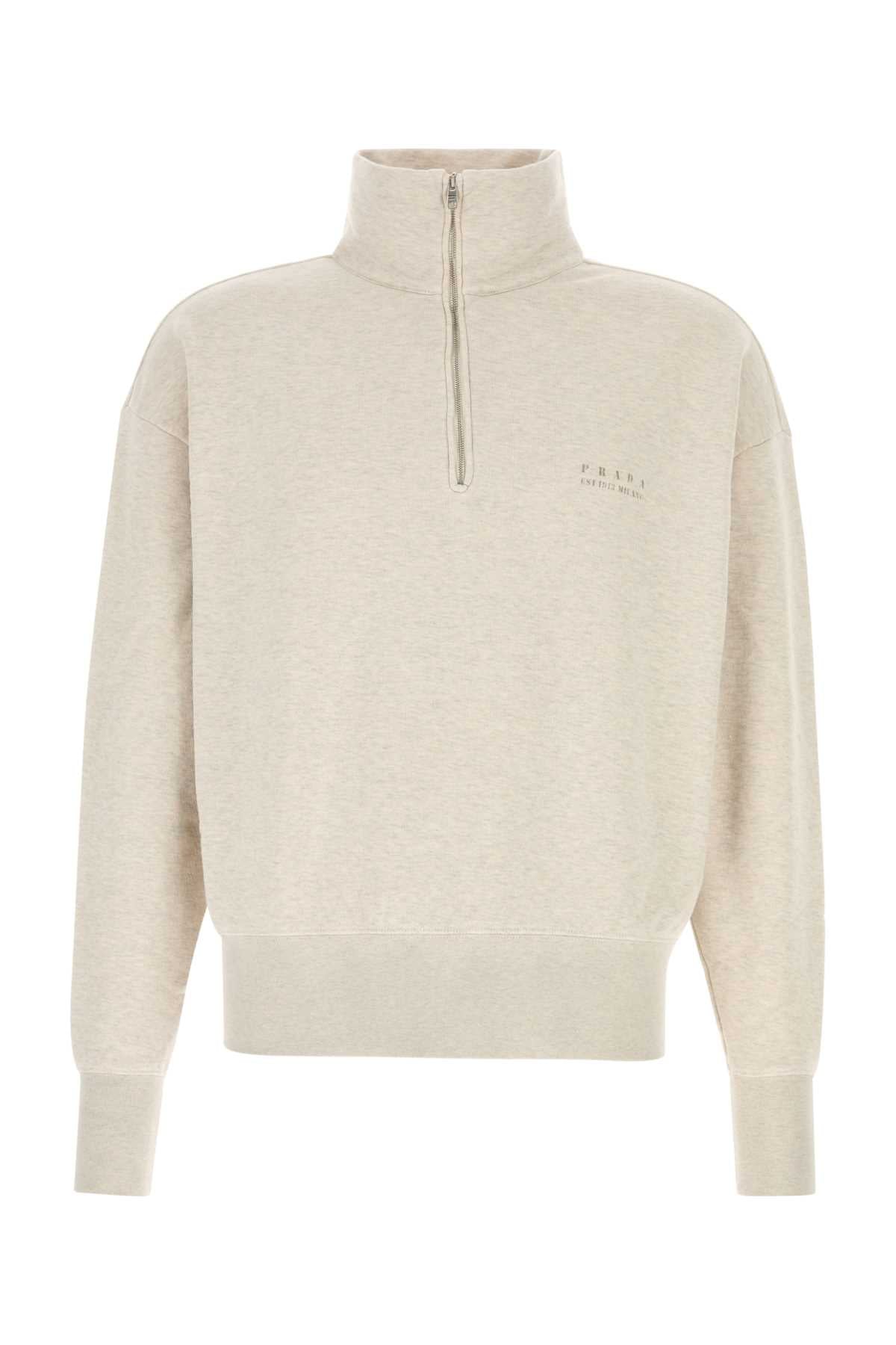 Prada Men Melange Sand Cotton Sweatshirt PRADA