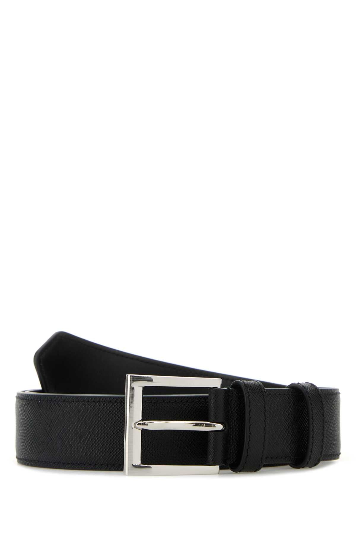 Prada Men Black Leather Belt PRADA