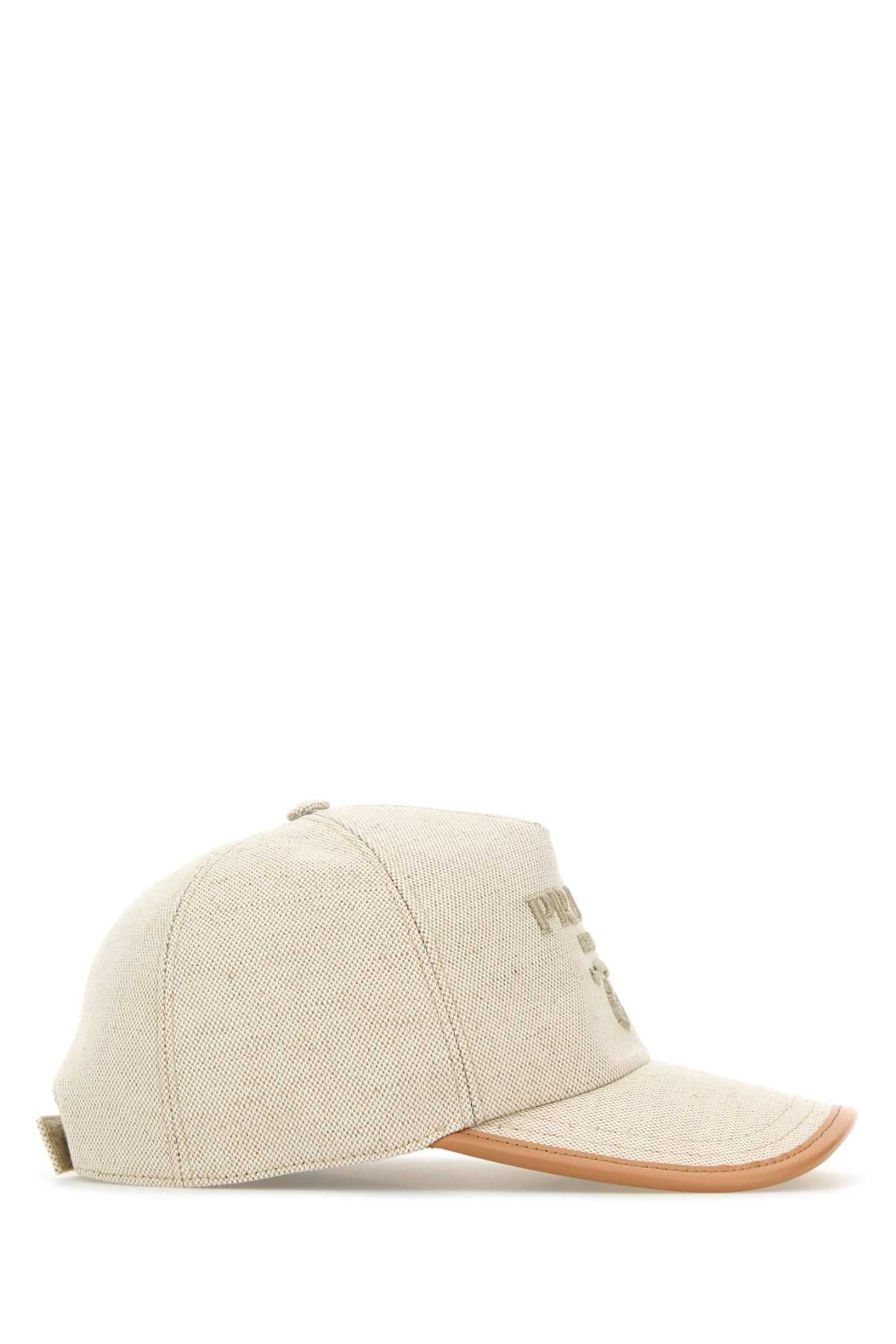 Prada Men Melange Sand Cotton Blend Baseball Cap PRADA