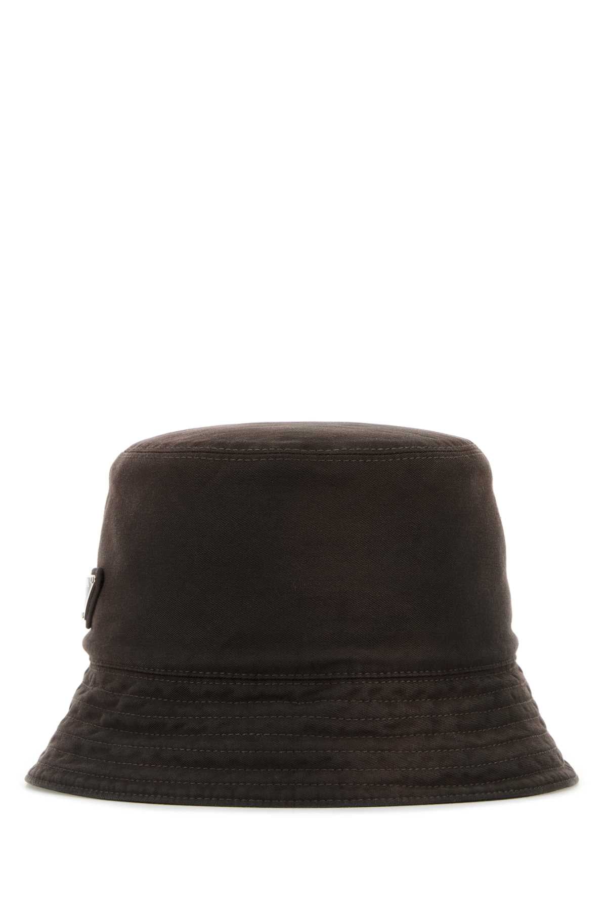Prada Men Brown Cotton Bucket Hat PRADA