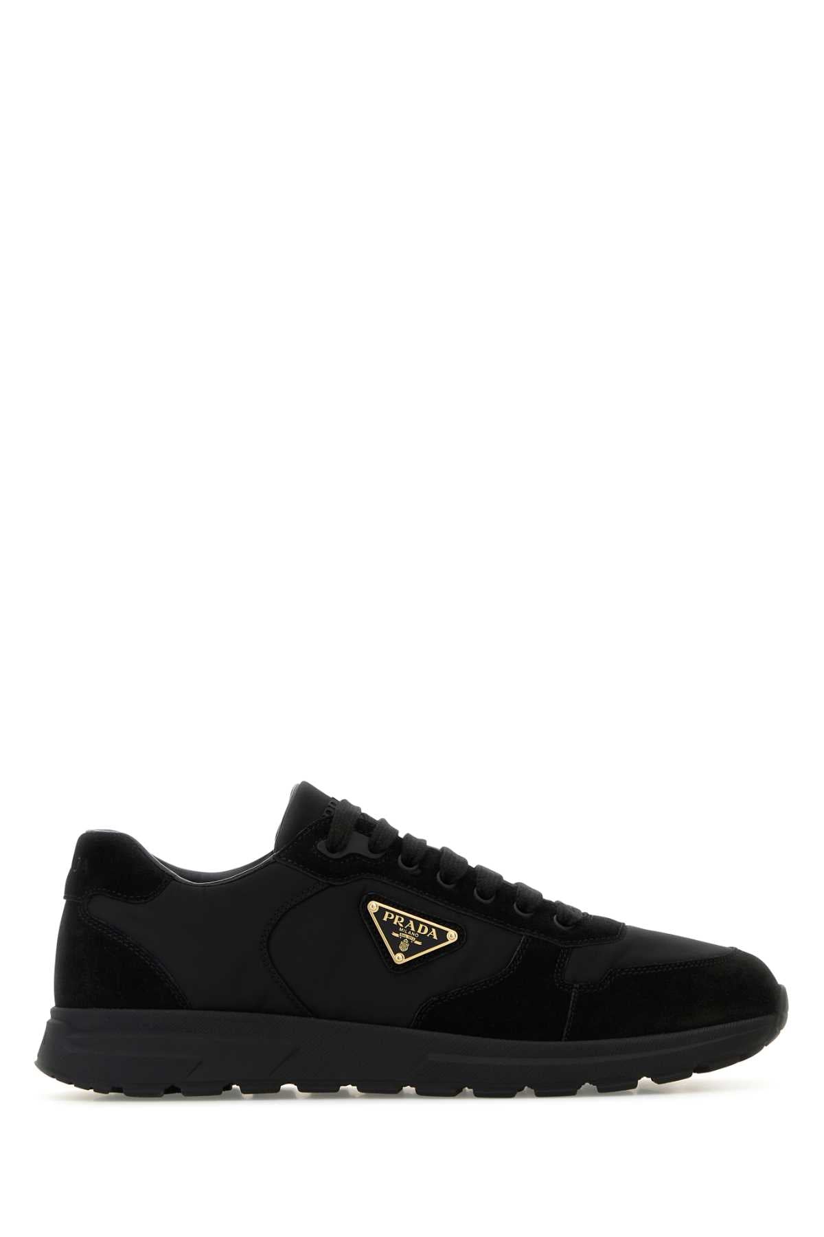 Prada Men Black Re-Nylon And Suede Prax Sneakers PRADA