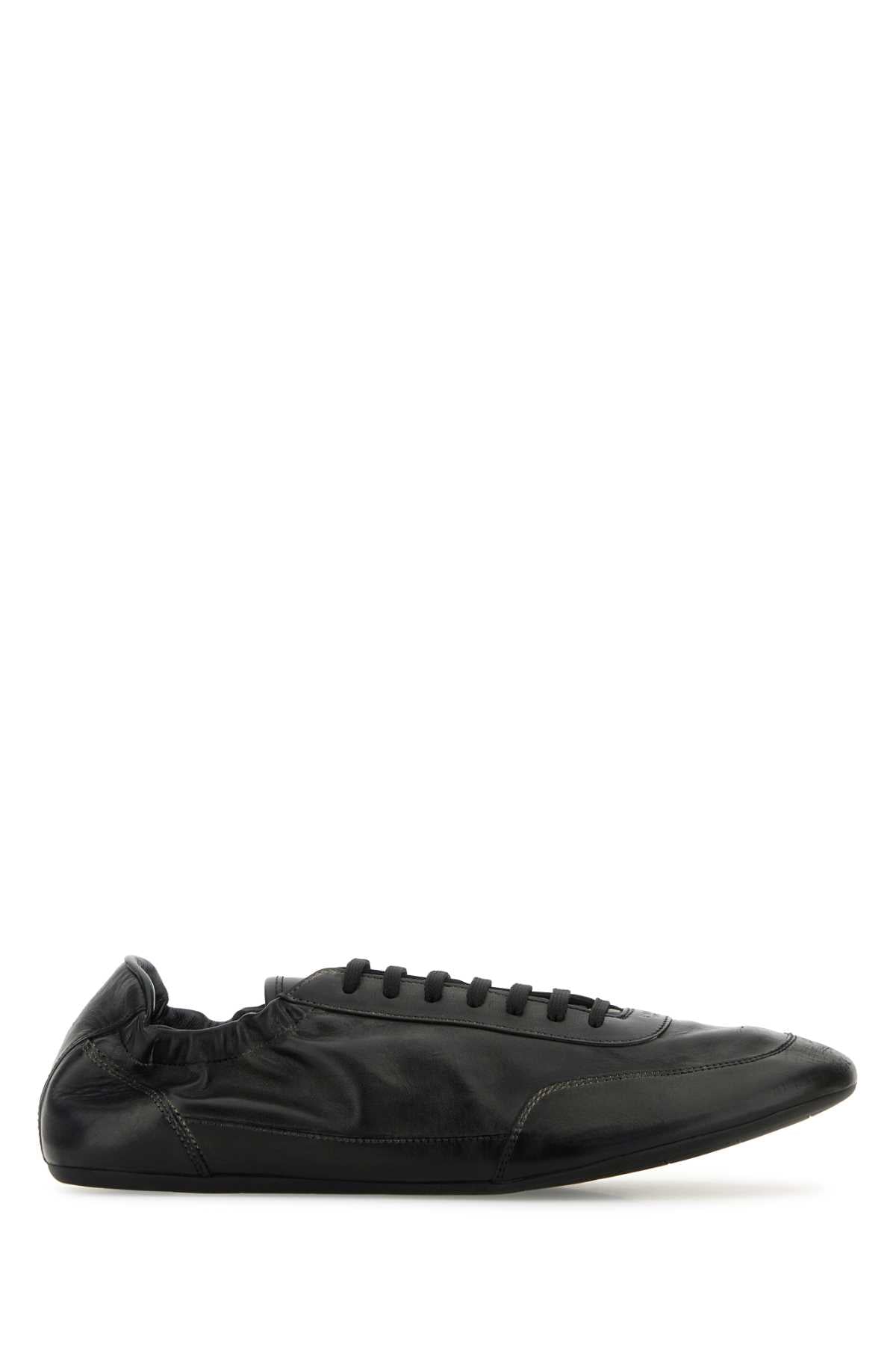 Prada Men Black Leather Collapse Sneakers PRADA