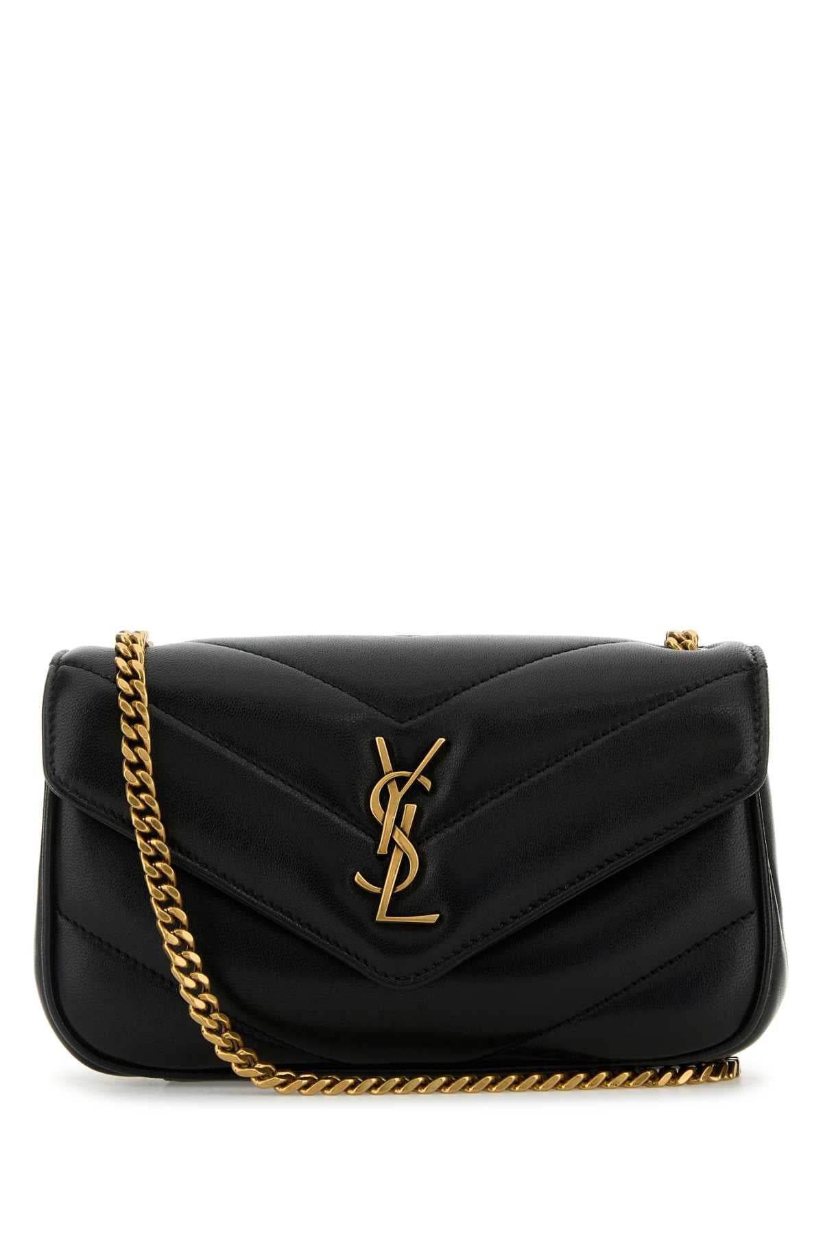 Saint Laurent Women Black Leather Mini Loulou Crossbody Bag SAINT LAURENT