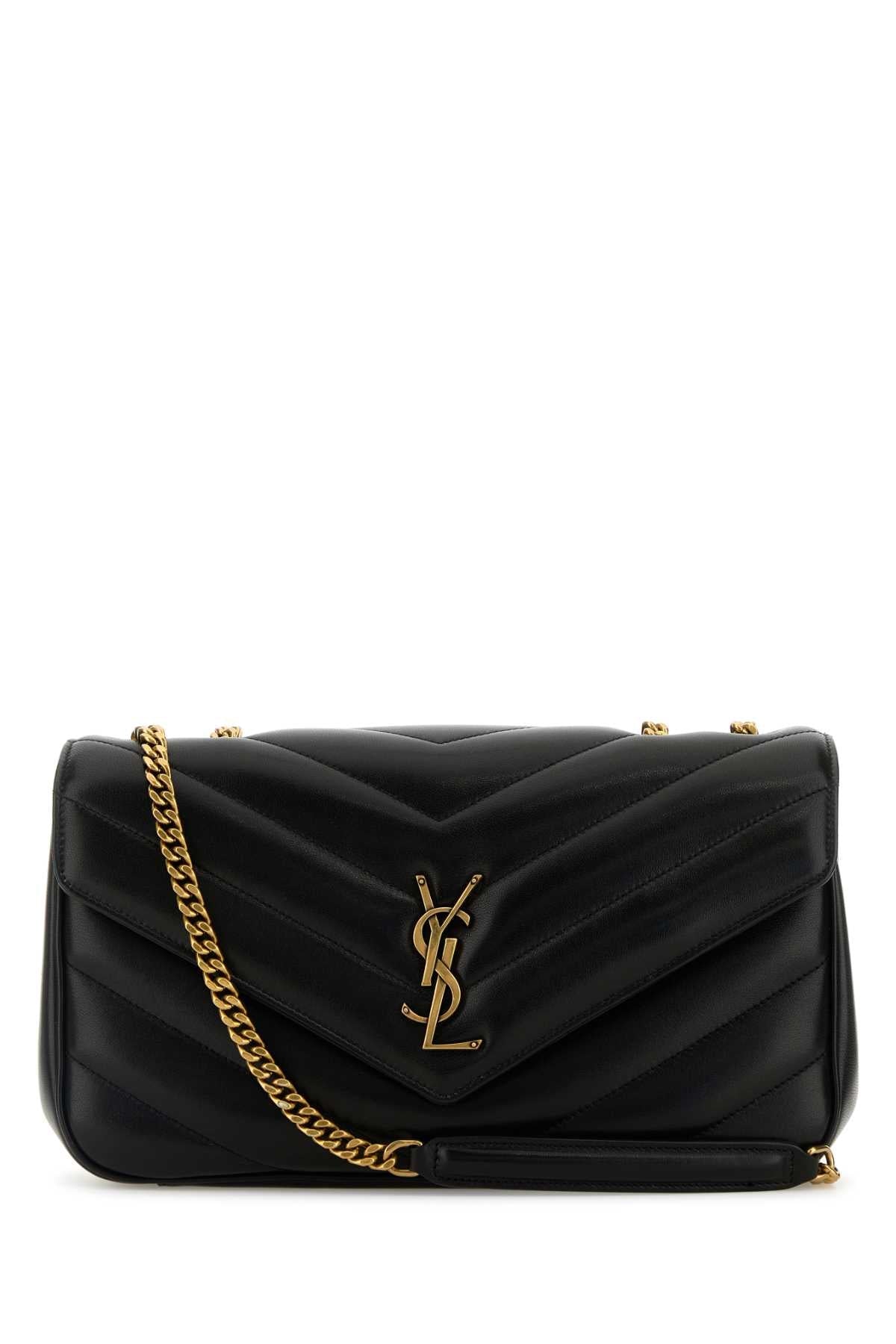 Saint Laurent Women Black Leather Medium Loulou Shoulder Bag SAINT LAURENT