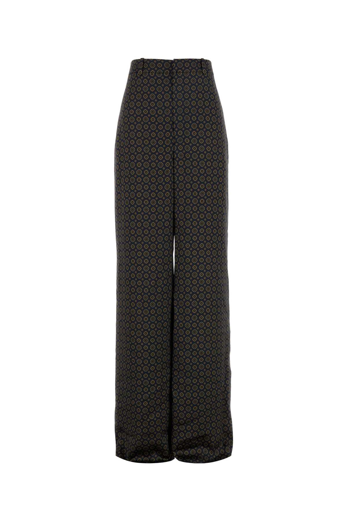 Saint Laurent Women Pritned Satin Wide-Leg Pant SAINT LAURENT