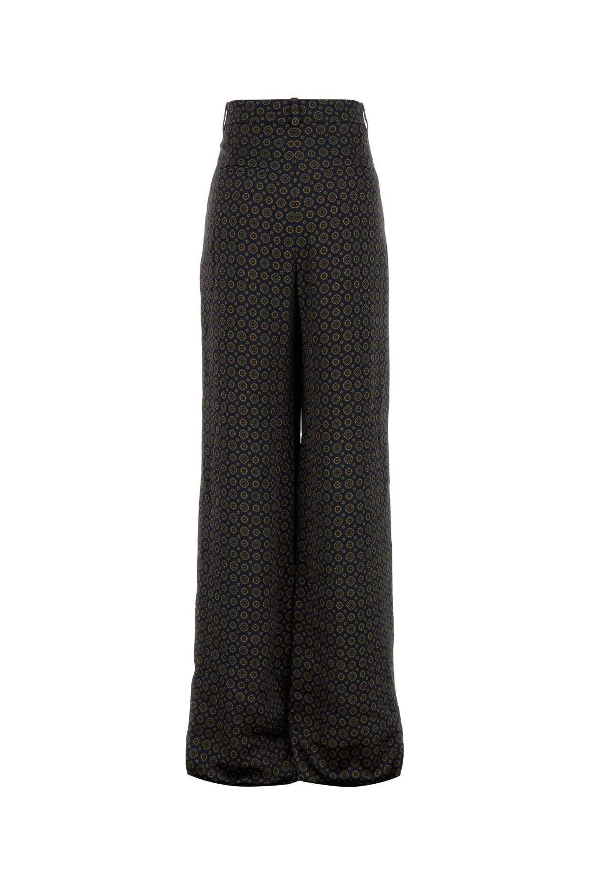 Saint Laurent Women Pritned Satin Wide-Leg Pant SAINT LAURENT