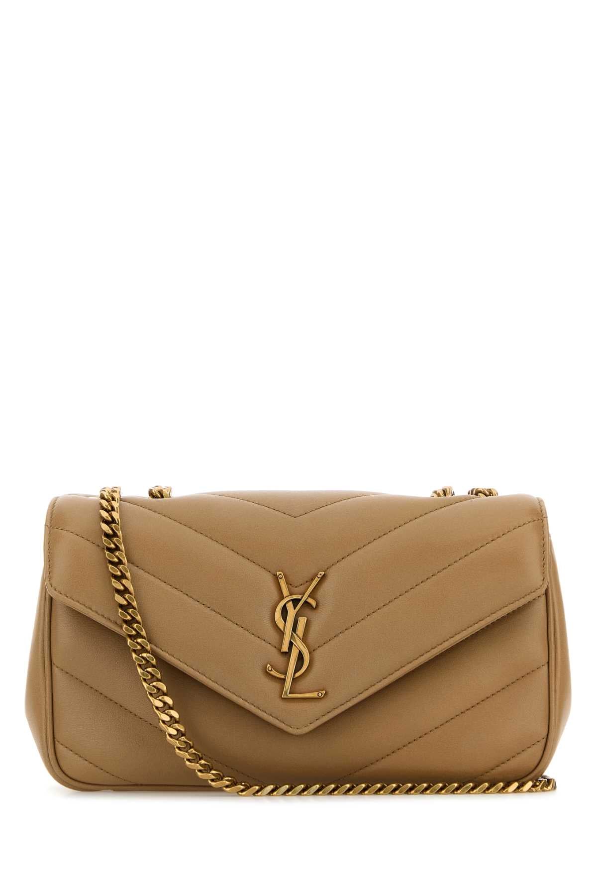 Saint Laurent Women Camel Leather Small Loulou Shoulder Bag SAINT LAURENT