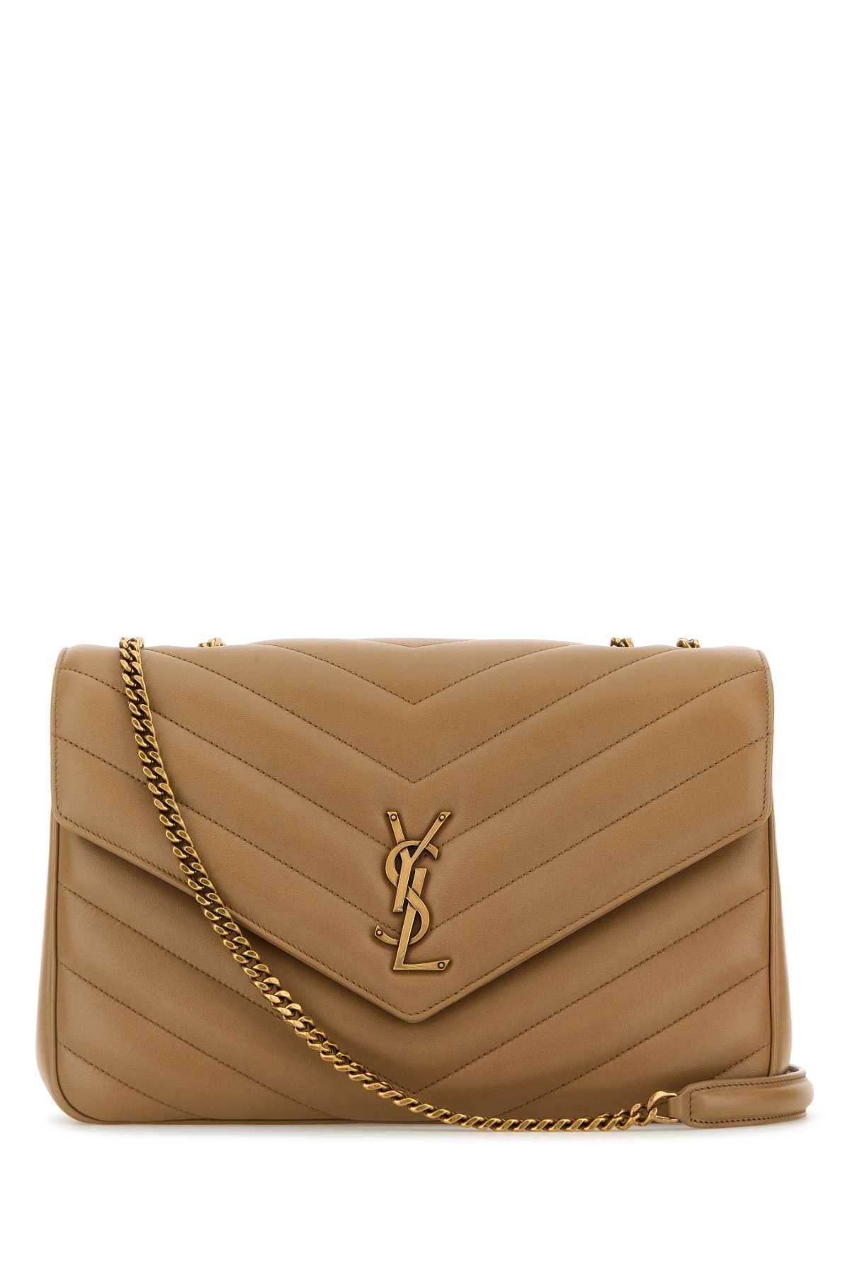 Saint Laurent Women Camel Leather Large Lou Lou Shoulder Bag SAINT LAURENT
