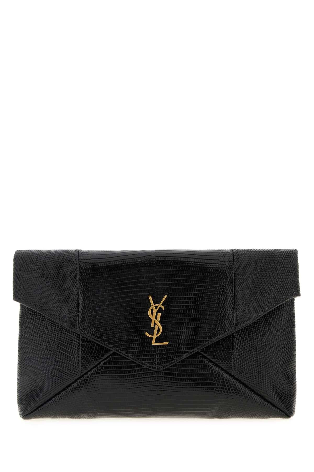 Saint Laurent Women Black Leather Clutch SAINT LAURENT