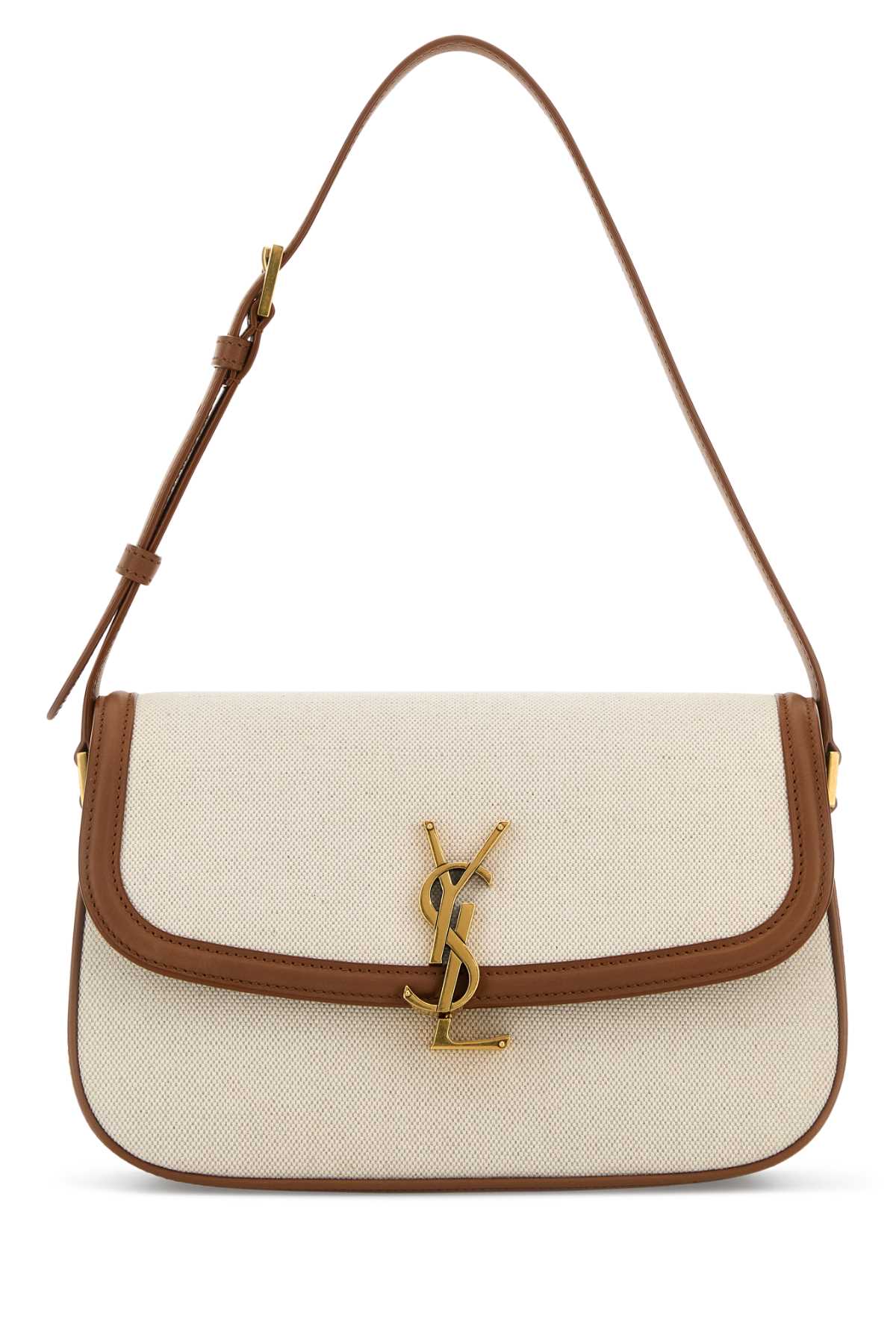 Saint Laurent Women Sand Canvas Solferino Shoulder Bag SAINT LAURENT