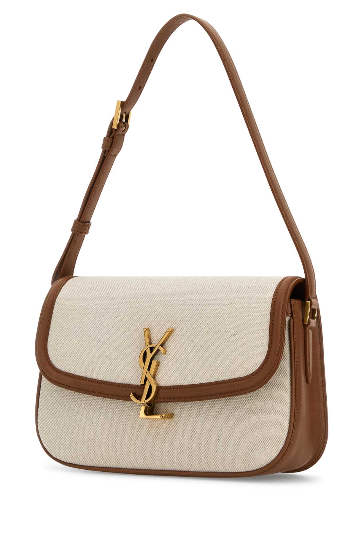 Saint Laurent Women Sand Canvas Solferino Shoulder Bag SAINT LAURENT