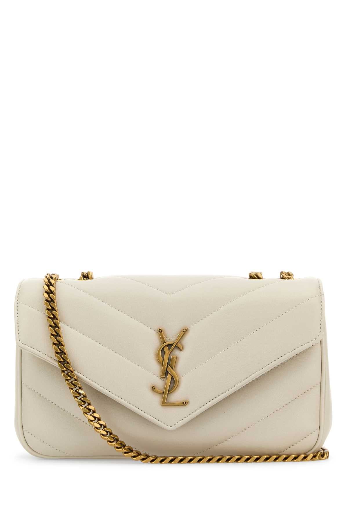 Saint Laurent Women Ivory Leather Small Loulou Shoulder Bag SAINT LAURENT