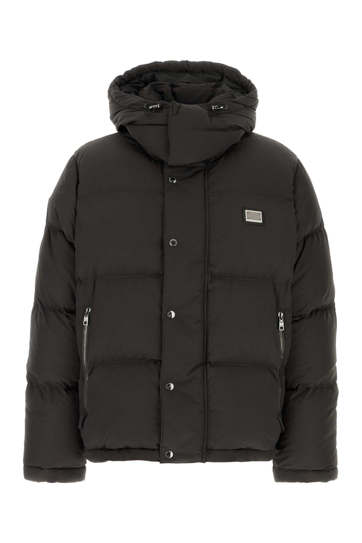 Dolce & Gabbana Men Slate Nylon Blend Down Jacket DOLCE & GABBANA