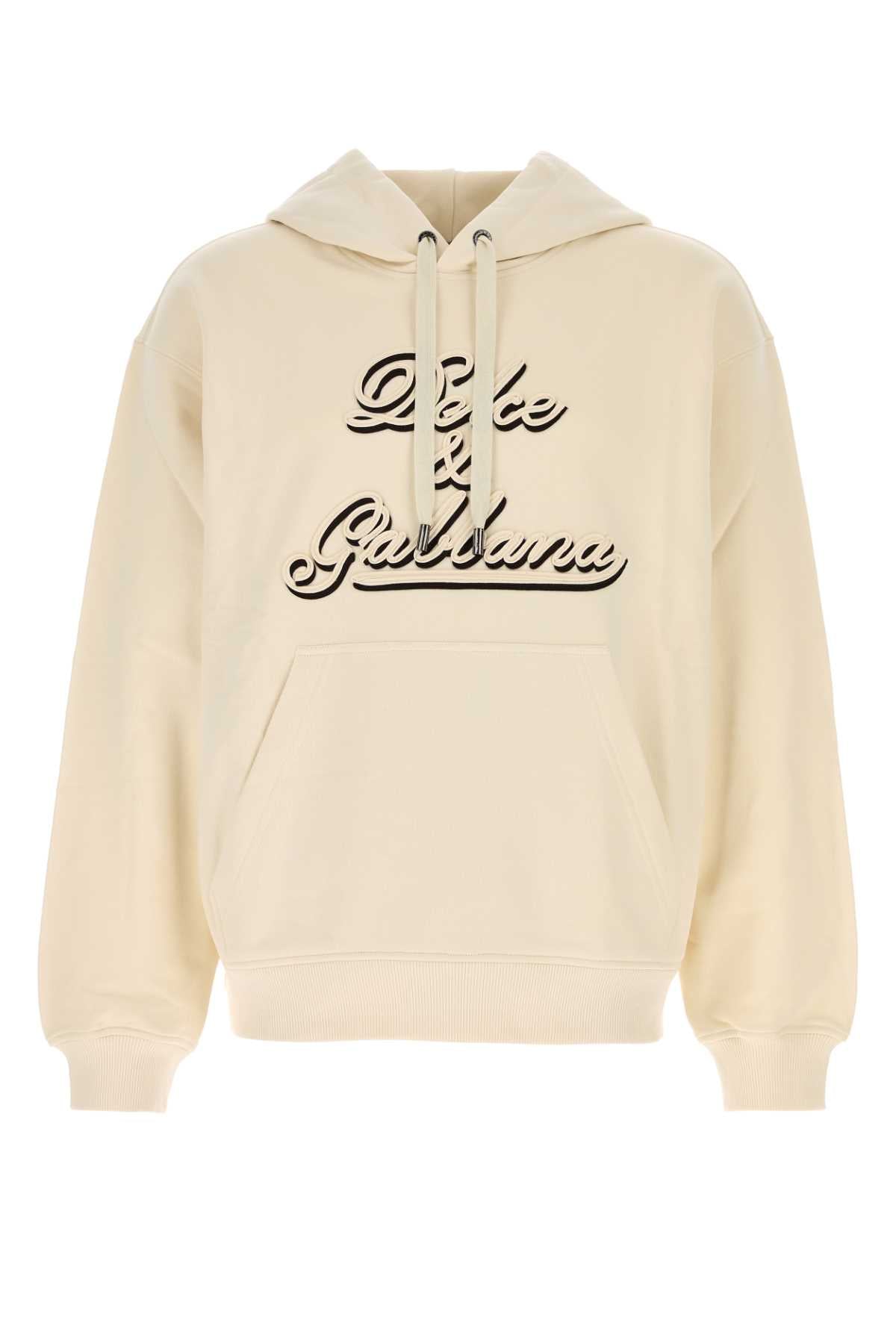 Dolce & Gabbana Men Cream Cotton Sweatshirt DOLCE & GABBANA