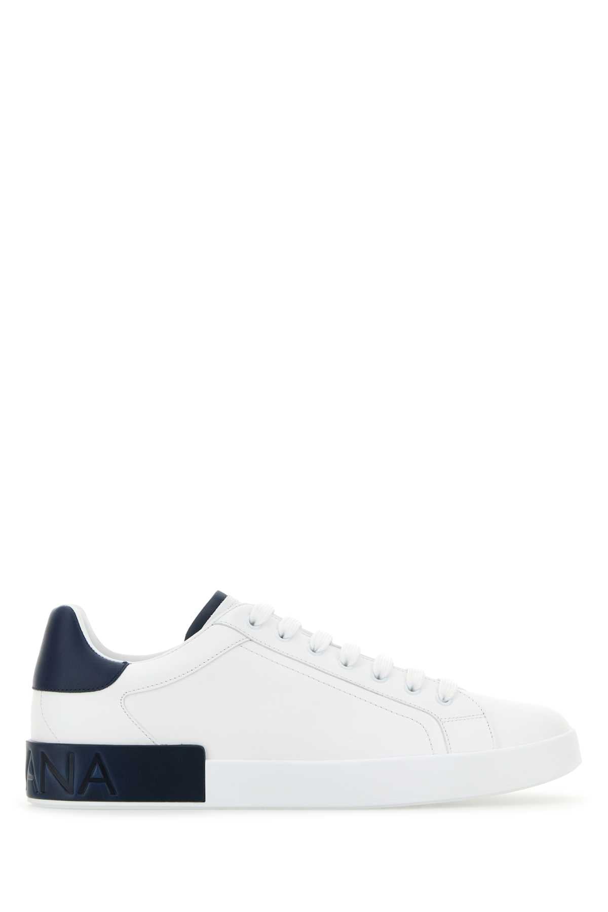 Dolce & Gabbana Men White Leather Portofino Sneakers DOLCE & GABBANA